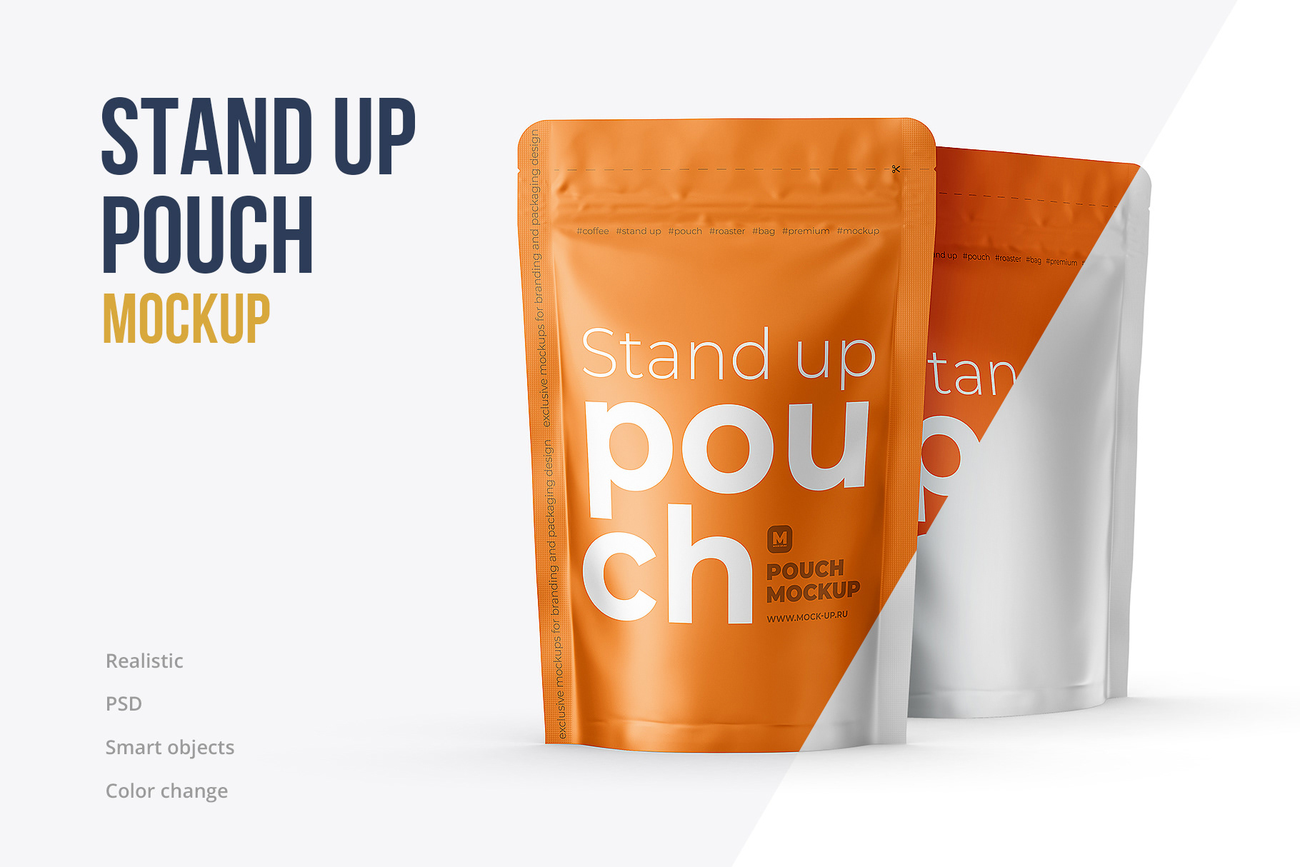 Exclusive Product Mockups - Stand-up Pouch Mockup front and side view