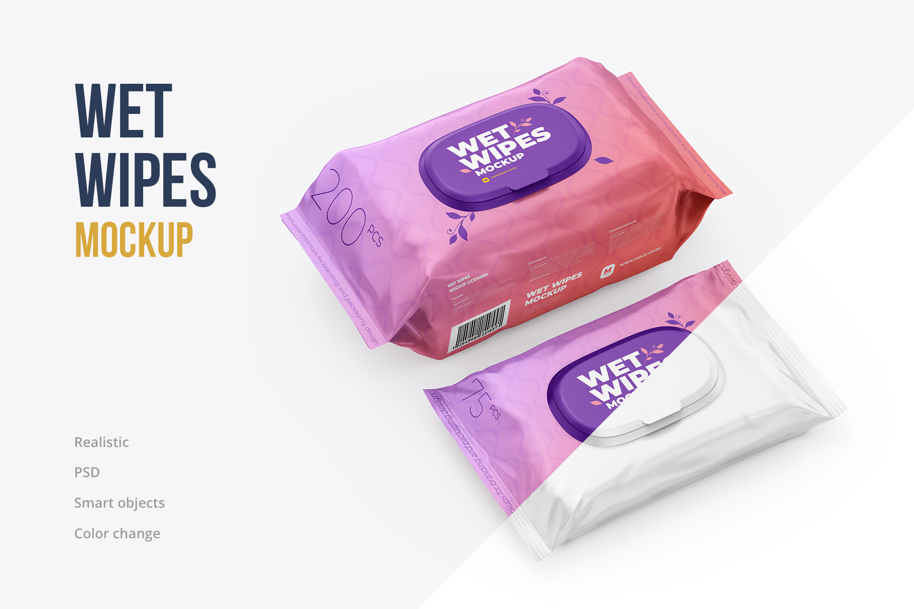 Exclusive Product Mockups - Wet Wipes Mockup. Large and small