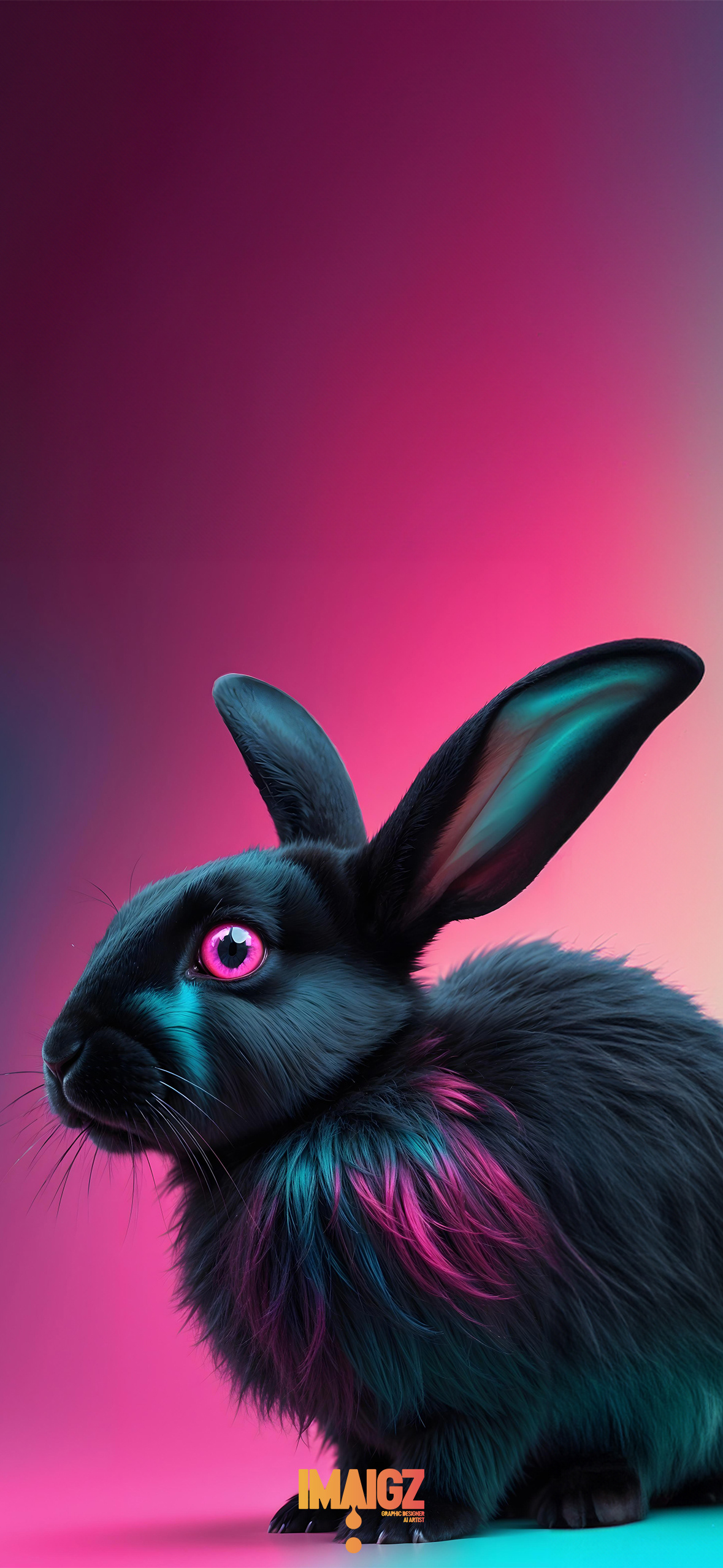 Black Neon Rabbit Wallpaper