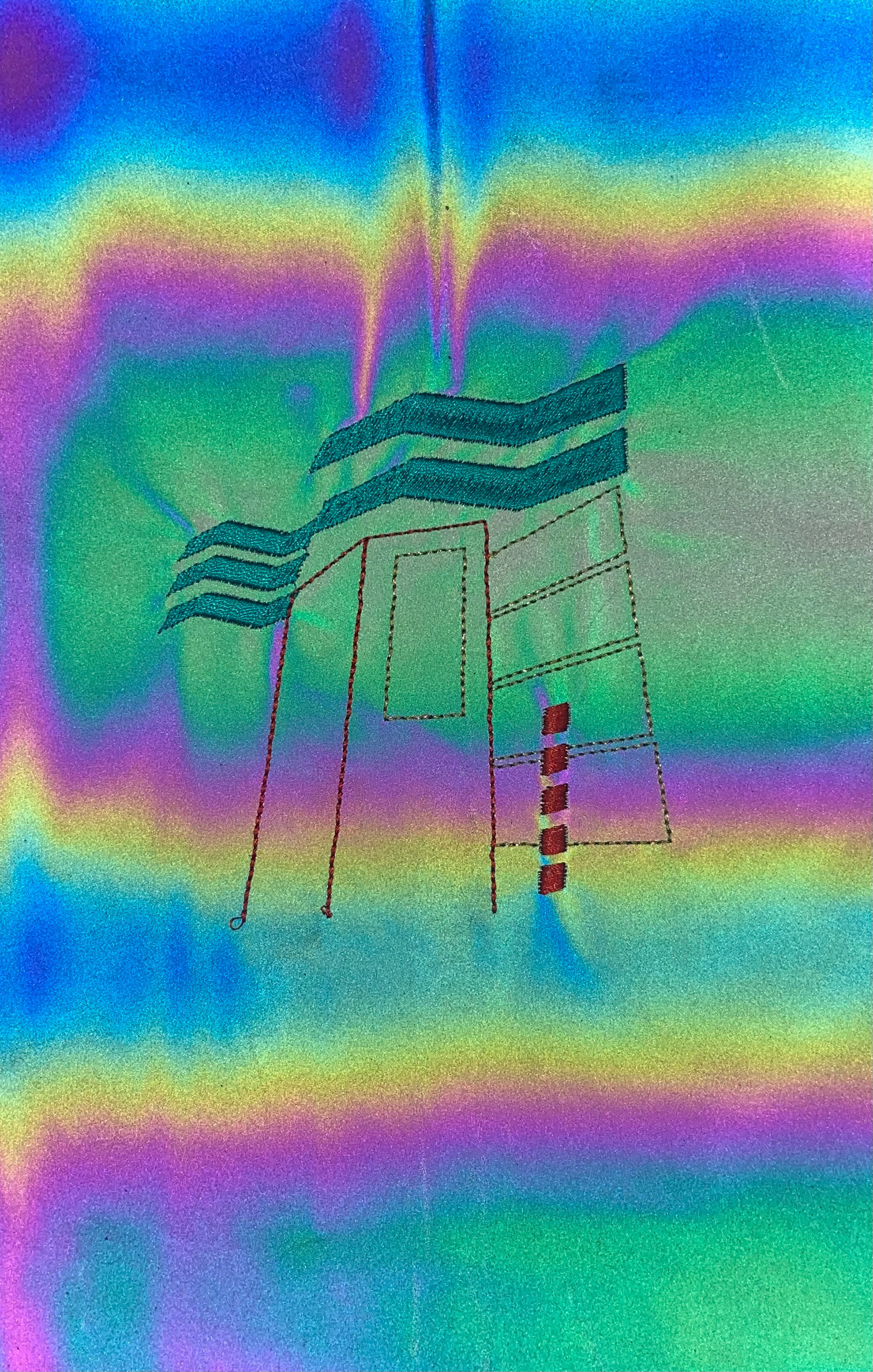 Digital Embroidery onto Holographic Fabric