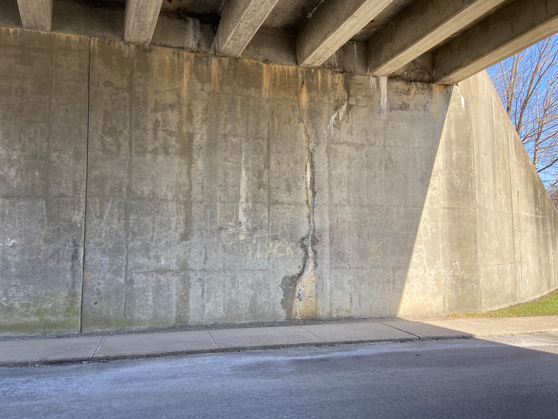 Cement wall under 79 overpass