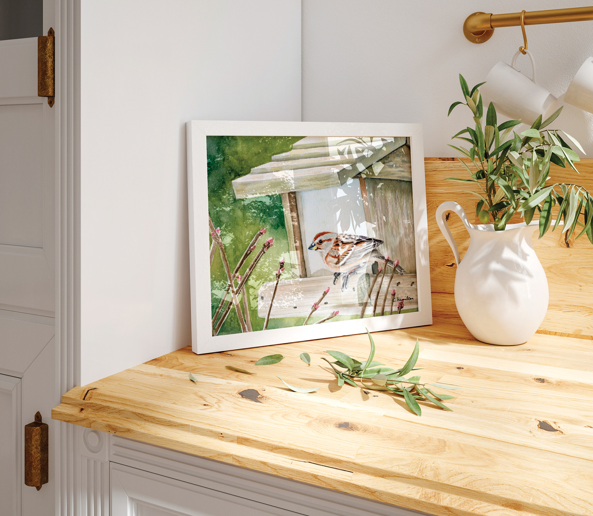 Sparrow at the Bird Feeder