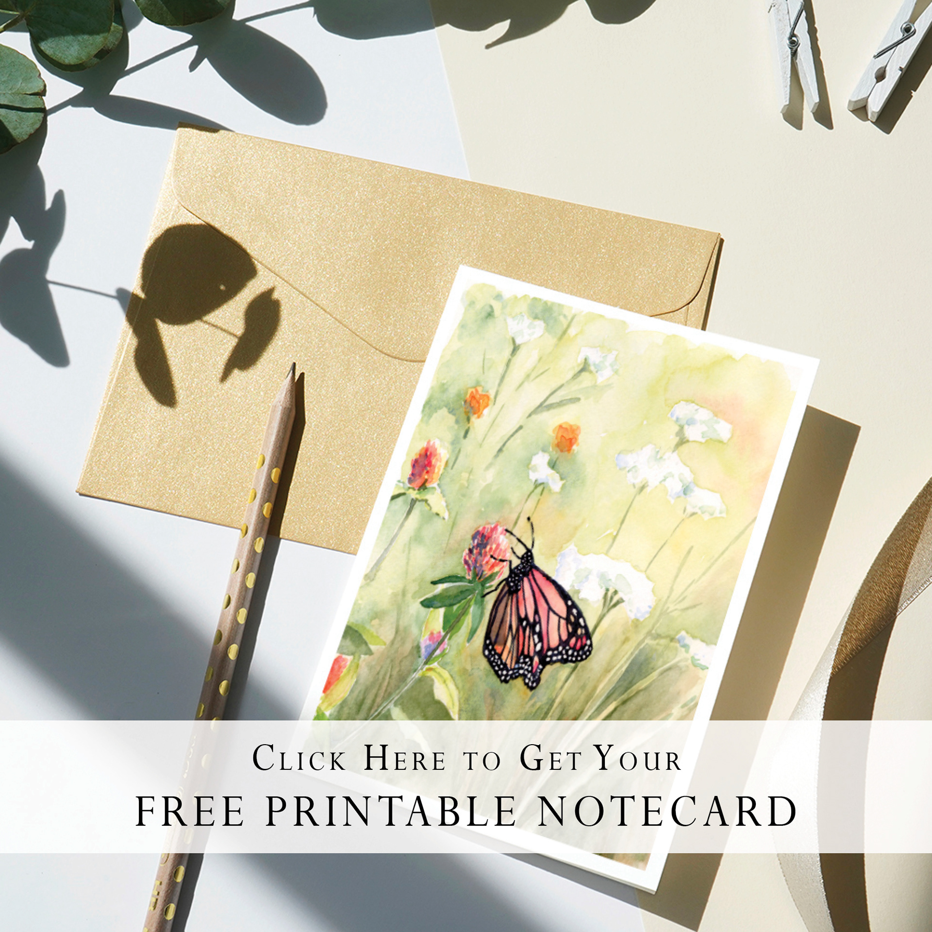 watercolor butterfly painting notecard