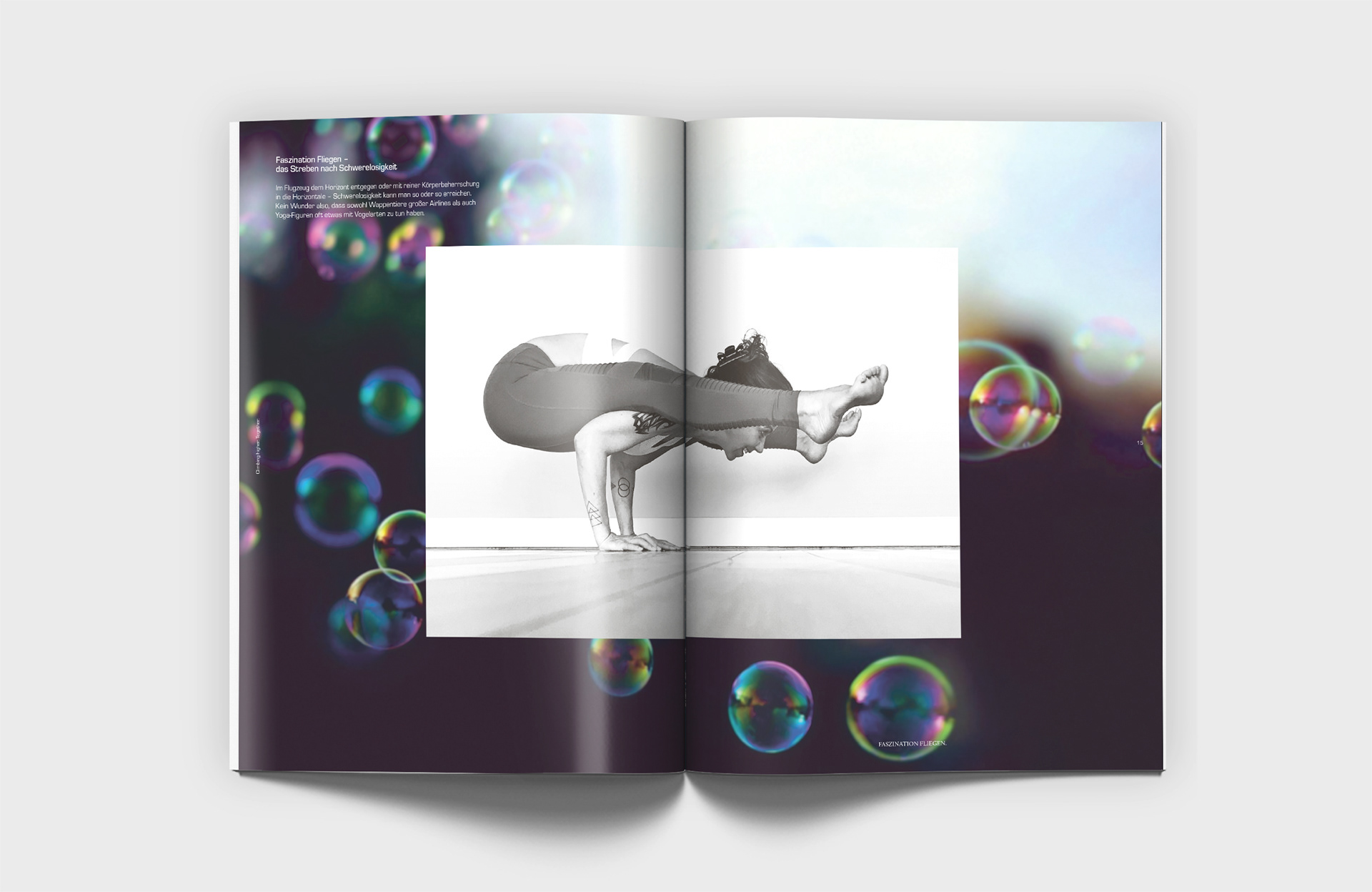 Vera Uchytil Creative Art Direction Grafiker Markenkommunikation Diehl Aviation Yoga Motiv Seifenblasen