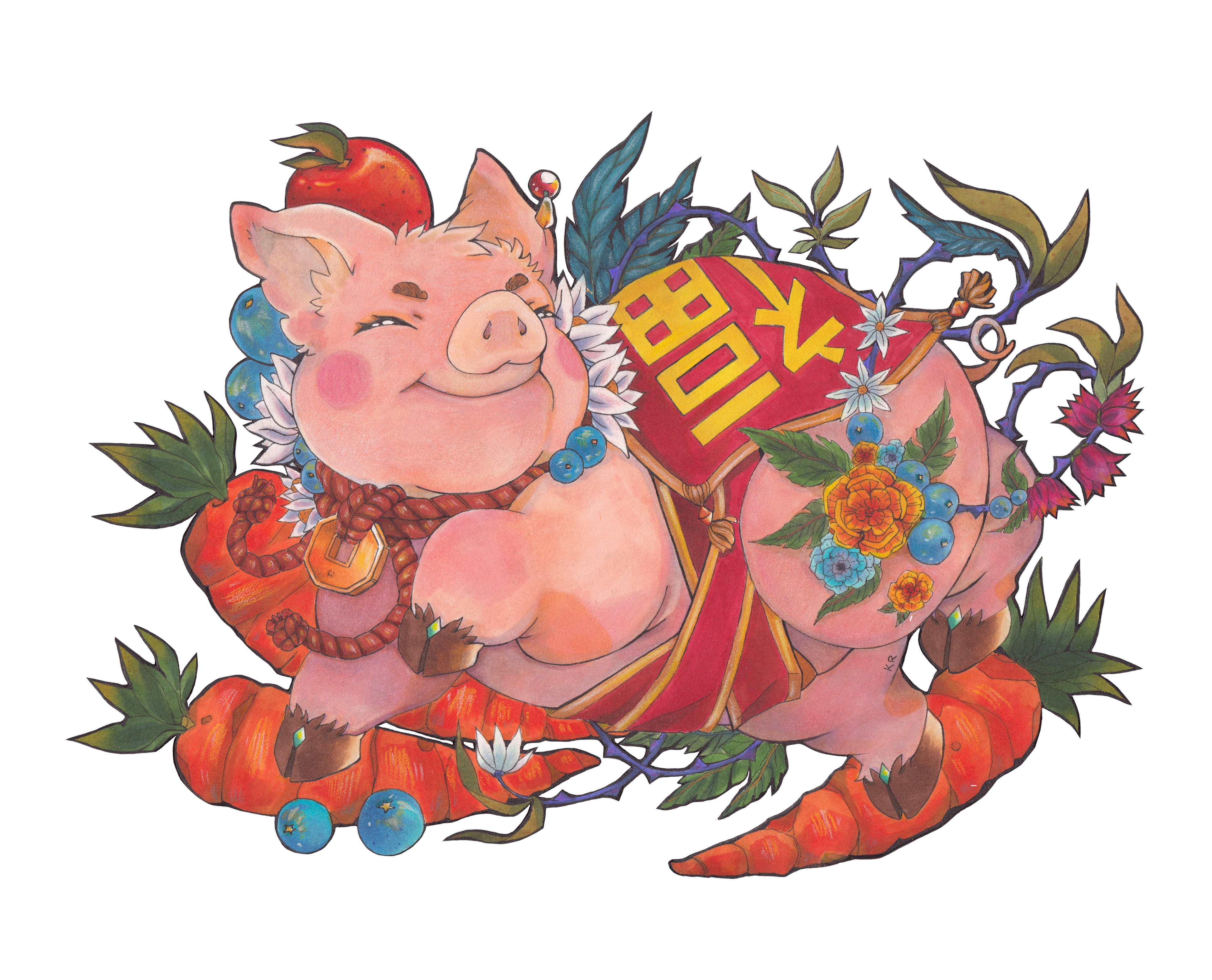 Earth Pig, 2019. Media: watercolor, ink, colored pencil