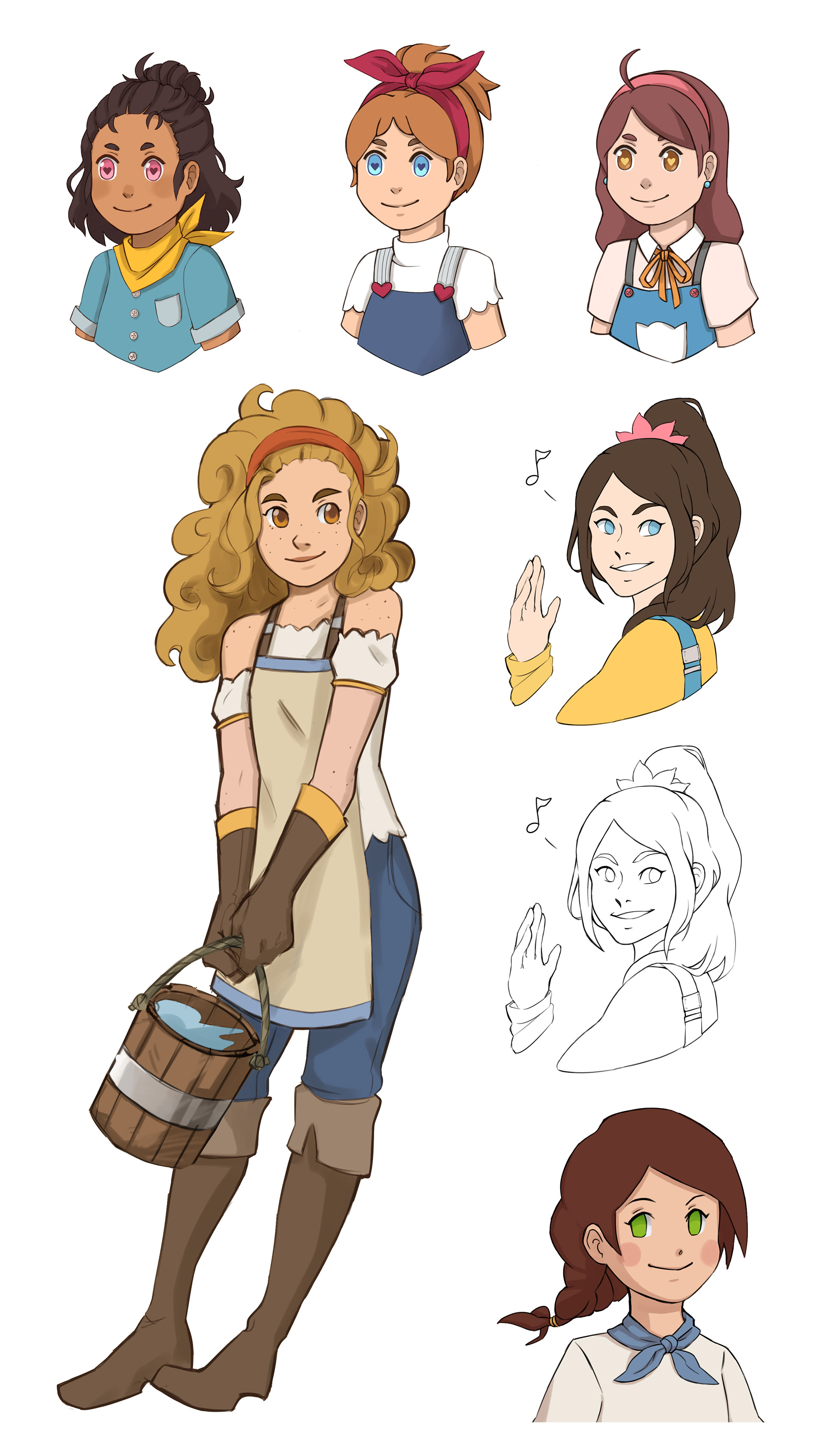 Character concepts created for an online game jam, 2021.