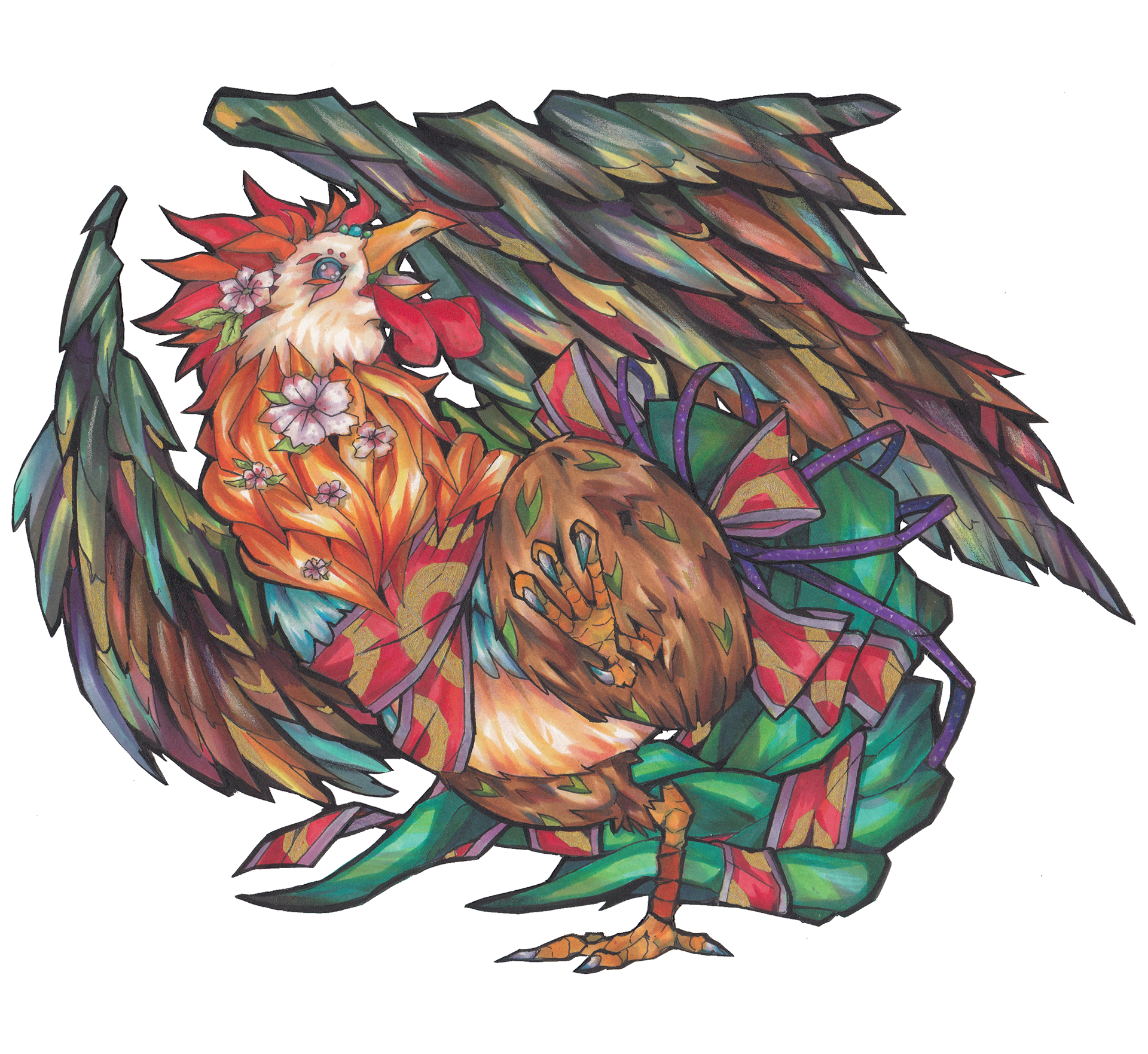 Fire Rooster, 2017. Media: ink