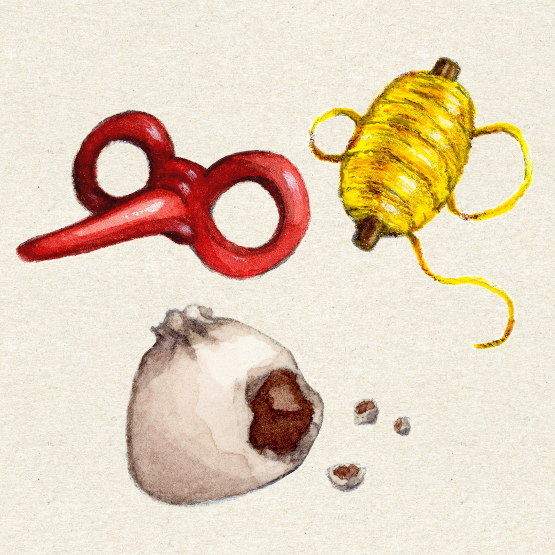 Various props, Dec 2020. Media: acrylic, watercolor