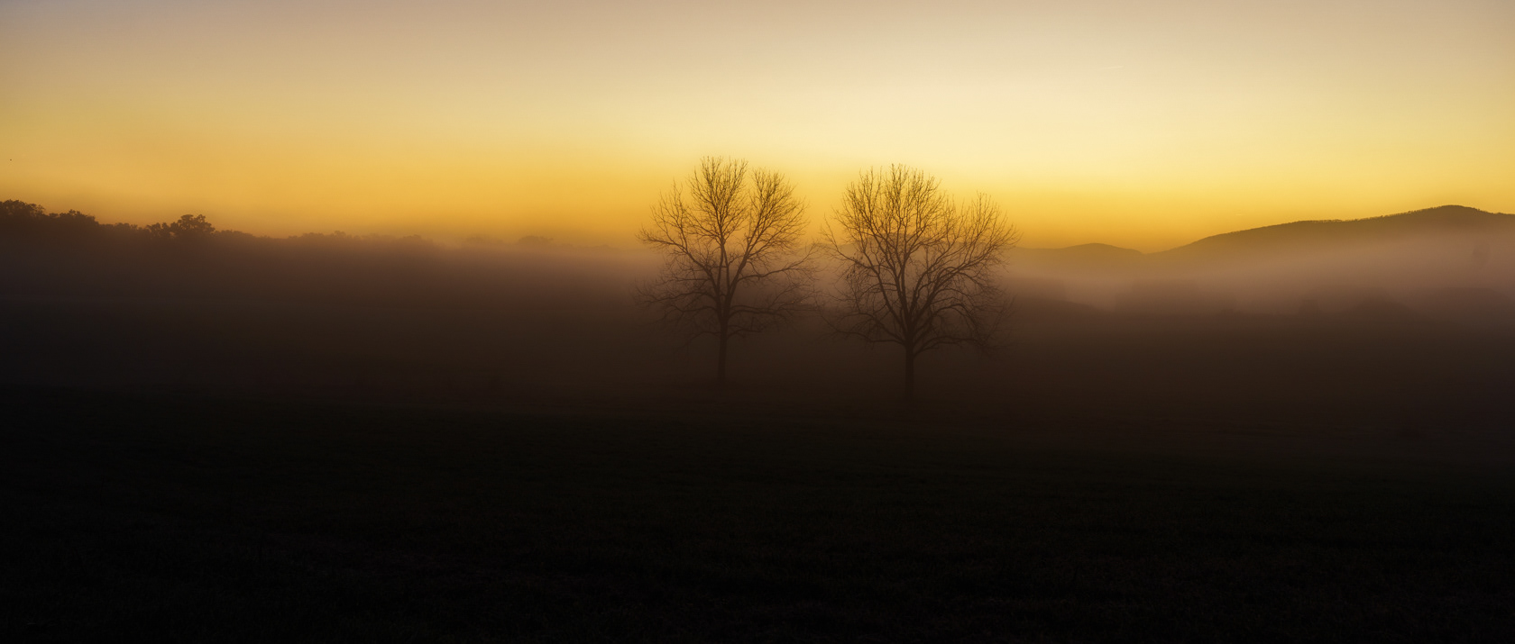 A foggy morning.
