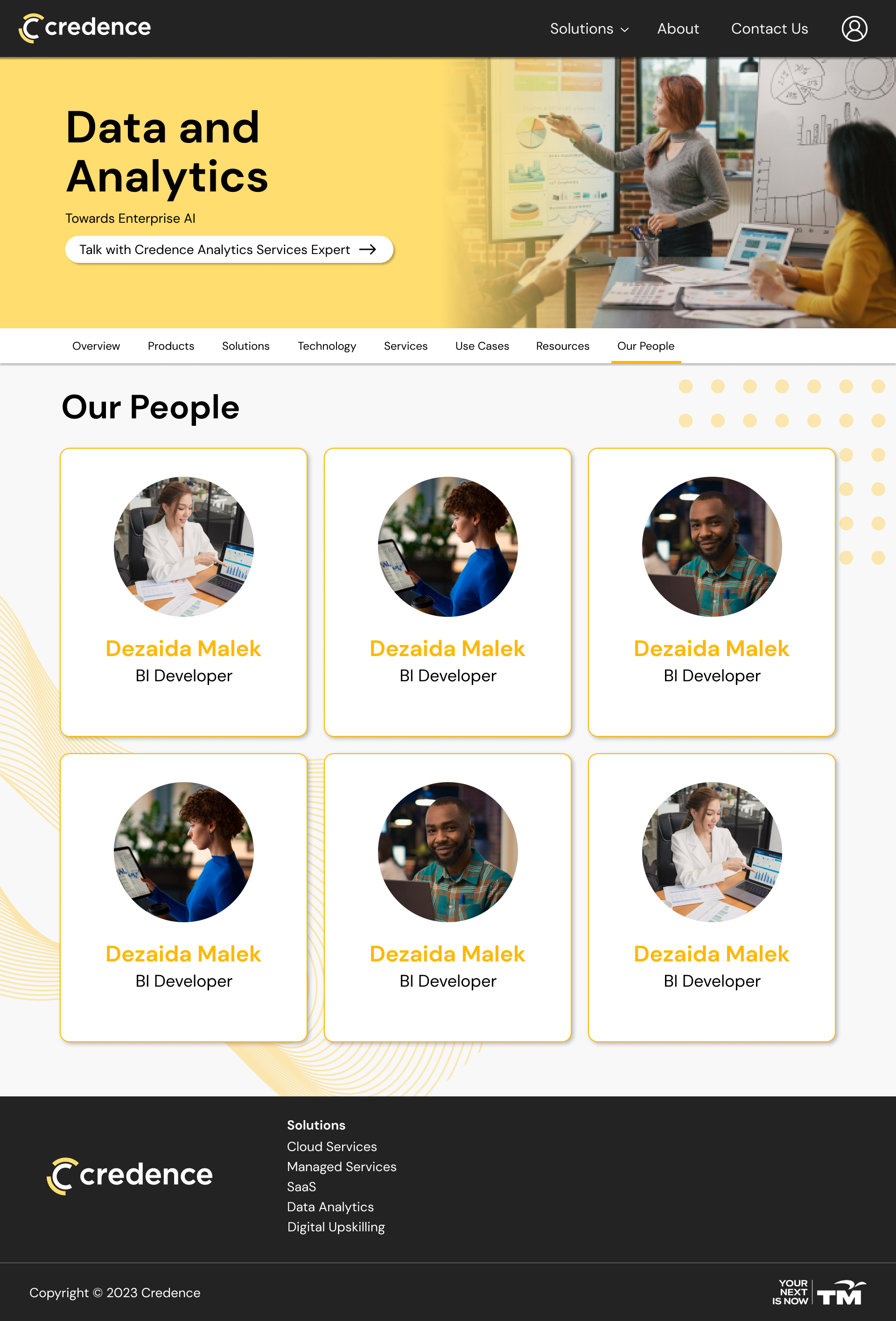 Solutions - Our People Page