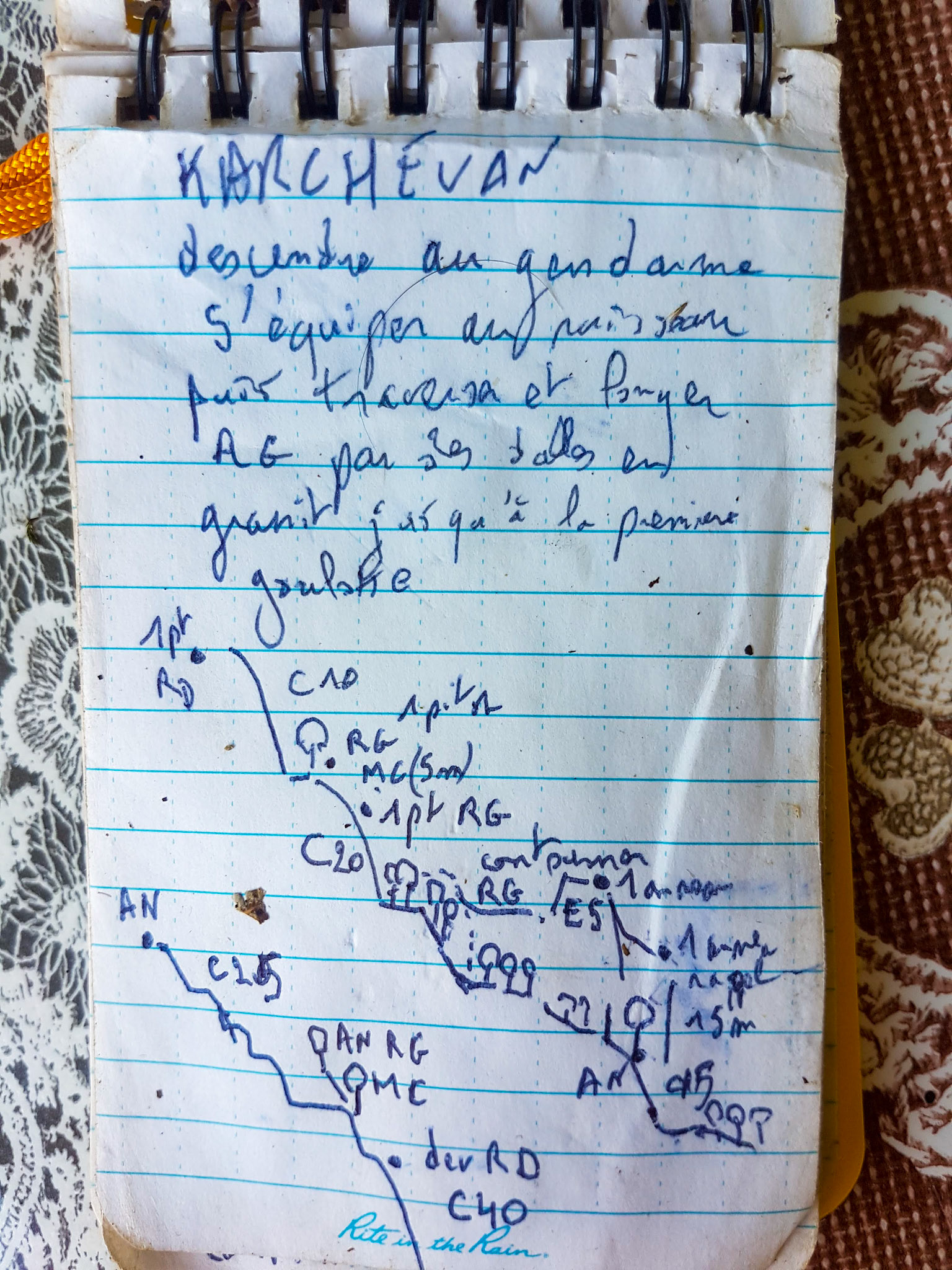 topo sur carnet étanche