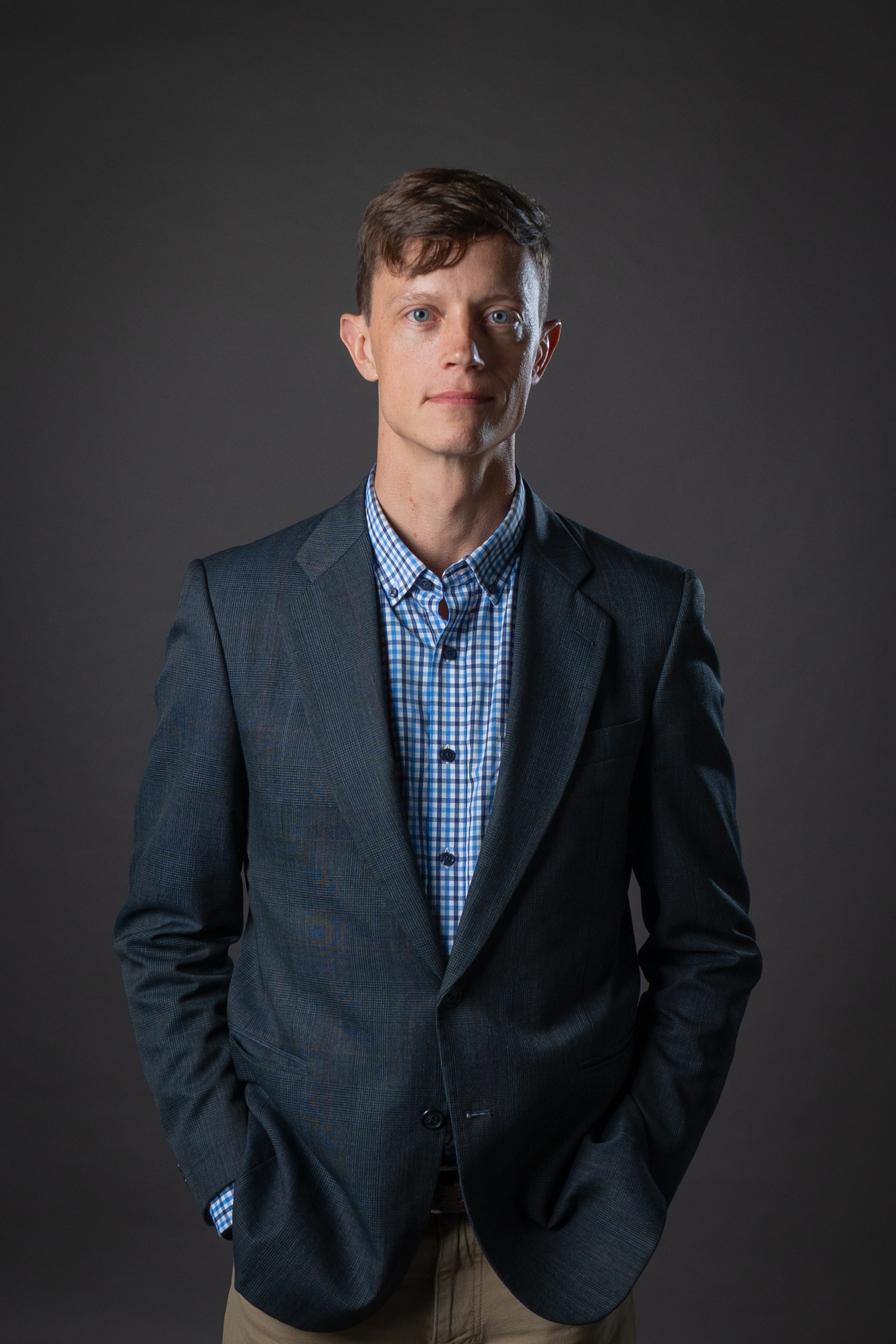 Iowa democratic state auditor Rob Sand poses for a portrait after announcing his campaign for Iowa governor in the 2026 election.
