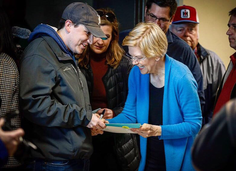 U.S. Sen. Elizabeth Warren greets supporters during a campaign stop in Fort Dodge.