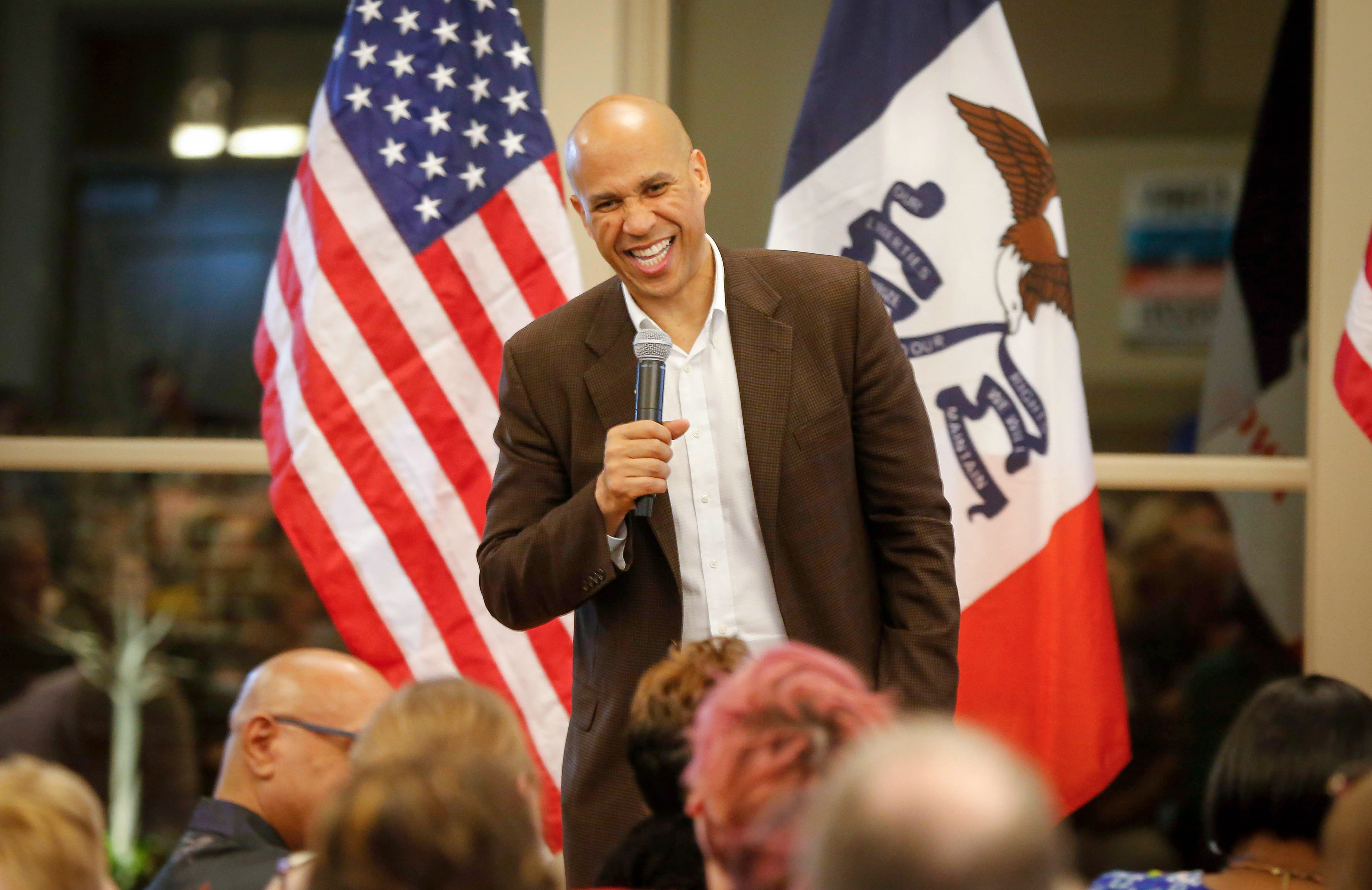 Democratic presidential candidate hopeful Cory Booker spoke to supporters in West Des Moines on Tuesday, Oct. 8, 2019.