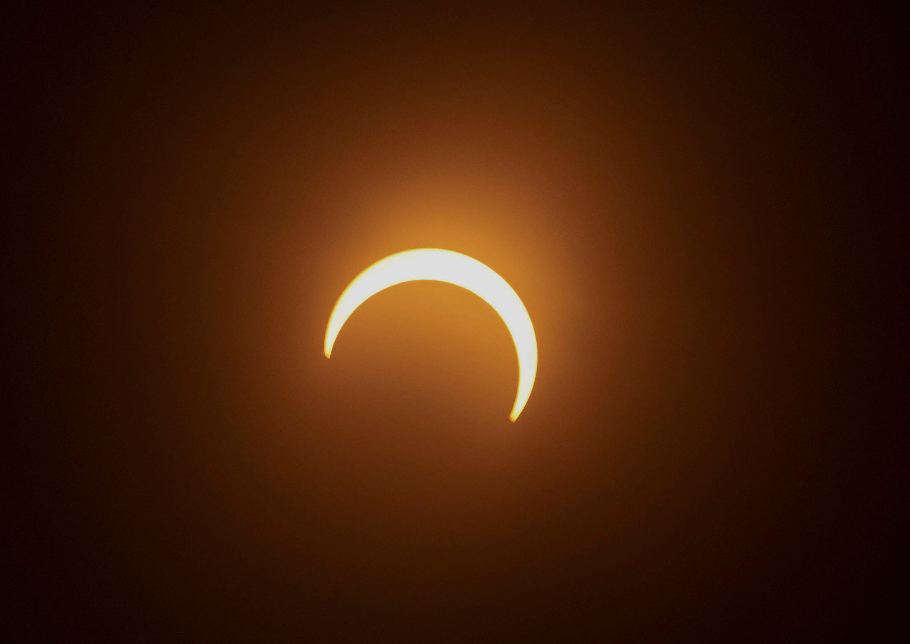 The moon eclipses the sun over Escalante, Utah, during the annular eclipse on Saturday, OCt. 14, 2023. 