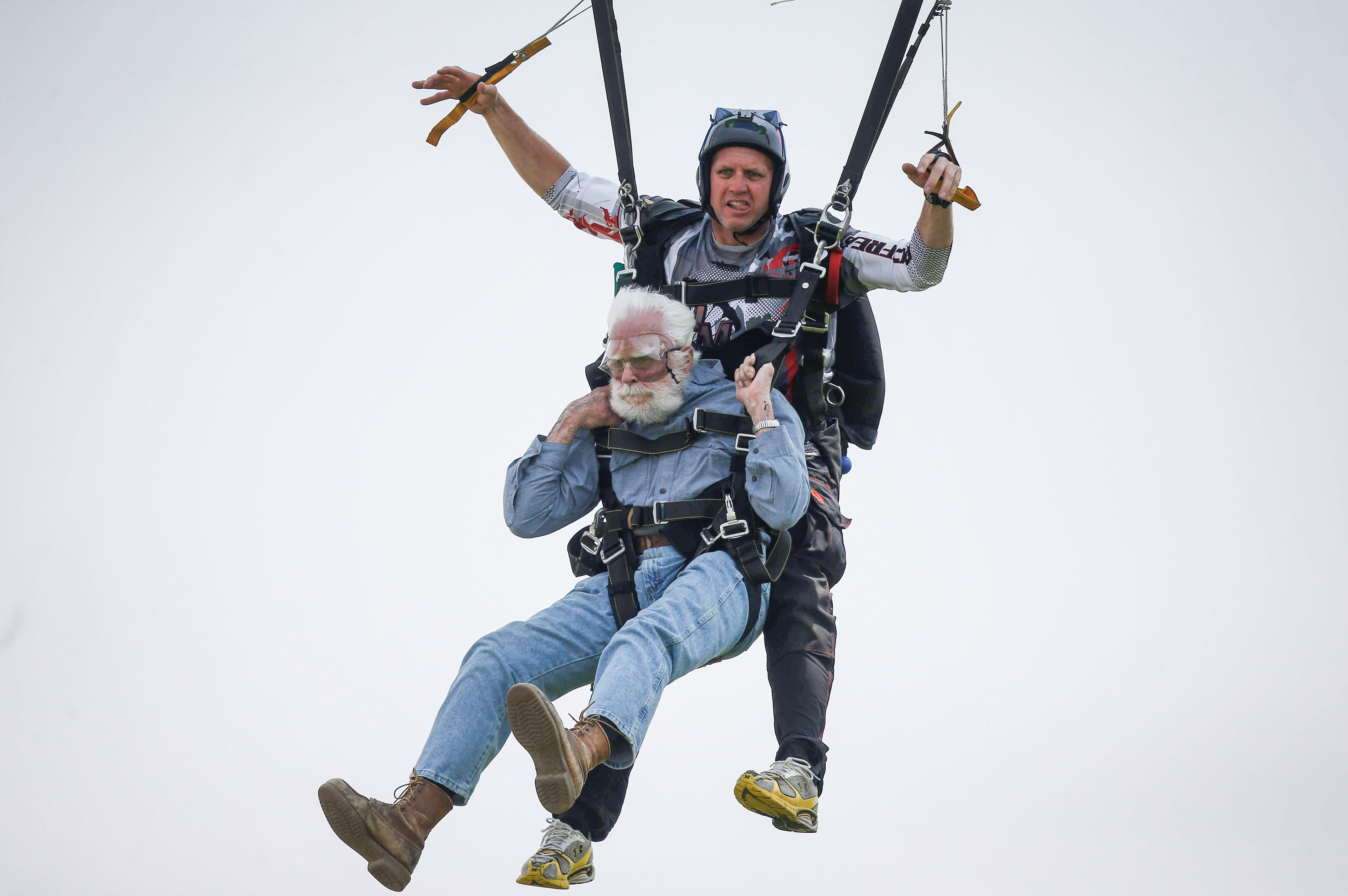 Ron Mason of West Des Moines fulfilled his lifelong dream of skydiving on June 2, 2019. The former U.S. Navy pilot who flew missions in World War II strapped himself in a tandem suit and jumped out of a plane 18,000 feet above Madison County, Iowa. 
