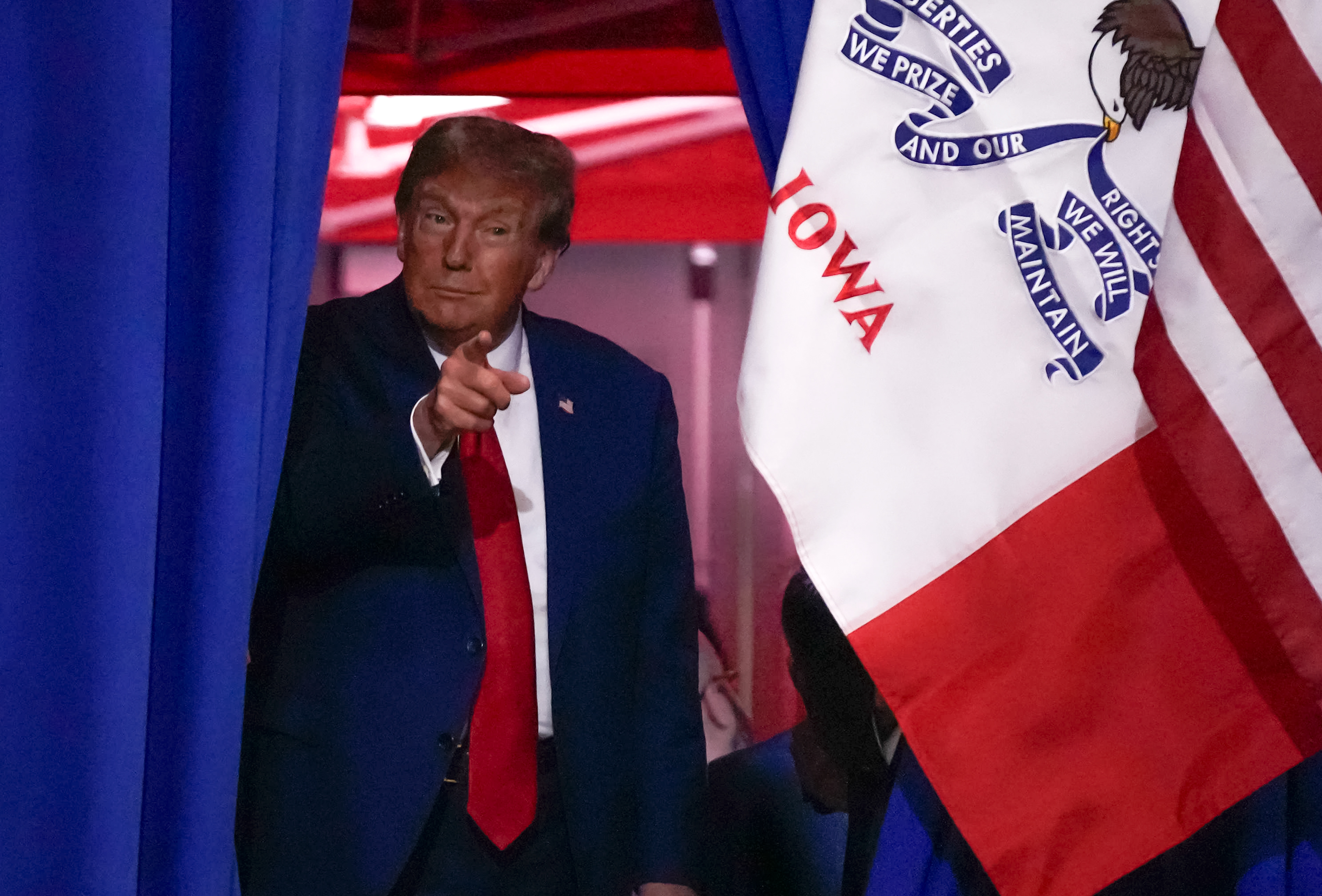Republican presidential candidate and former President Donald Trump speaks during a rally Saturday, Nov. 18, 2023, in Fort Dodge, Iowa. (AP Photo/Bryon Houlgrave)