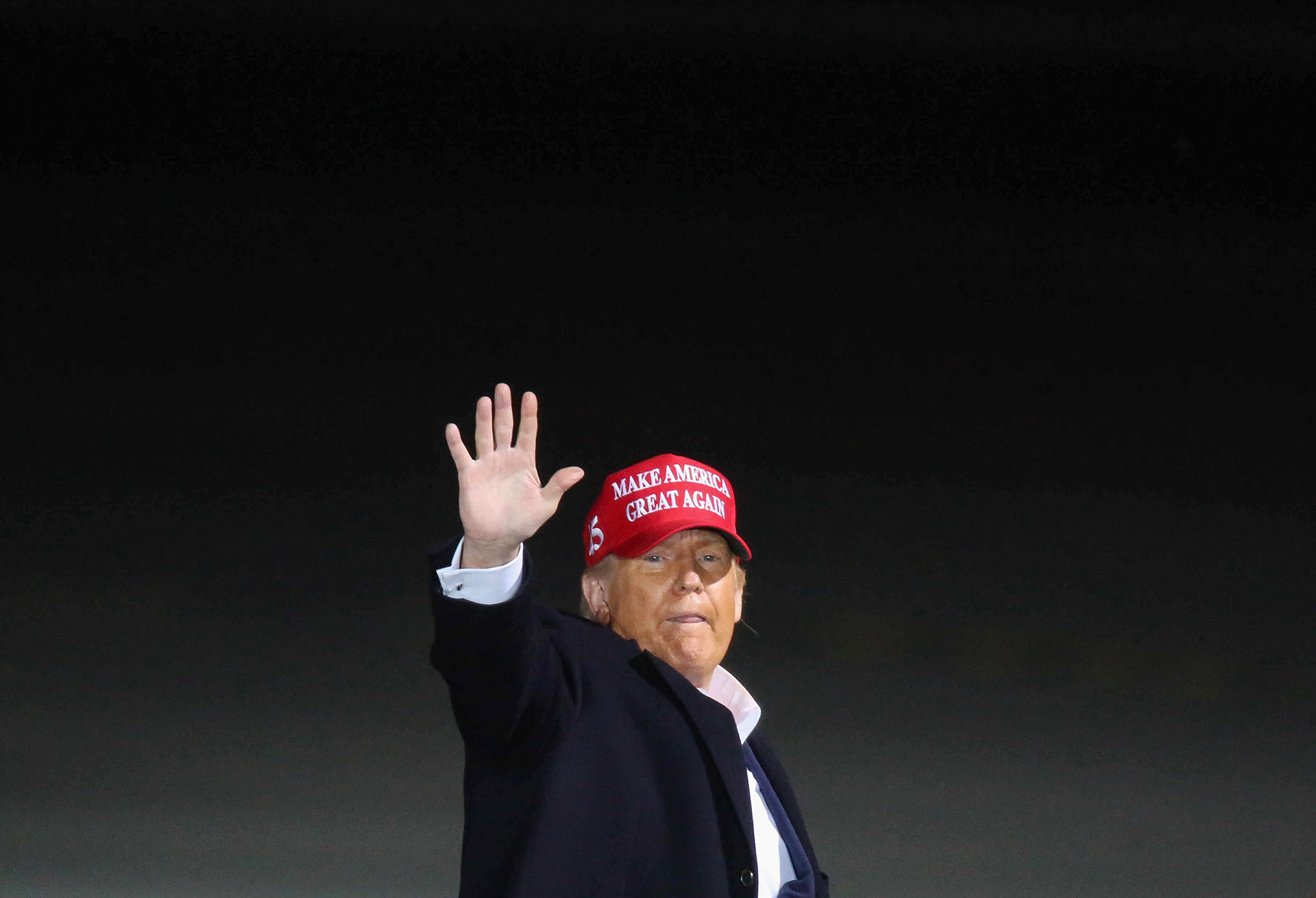 U.S. President Donald Trump spoke at the Des Moines International Airport during a rally in Iowa on Wednesday, Oct. 14, 2020.