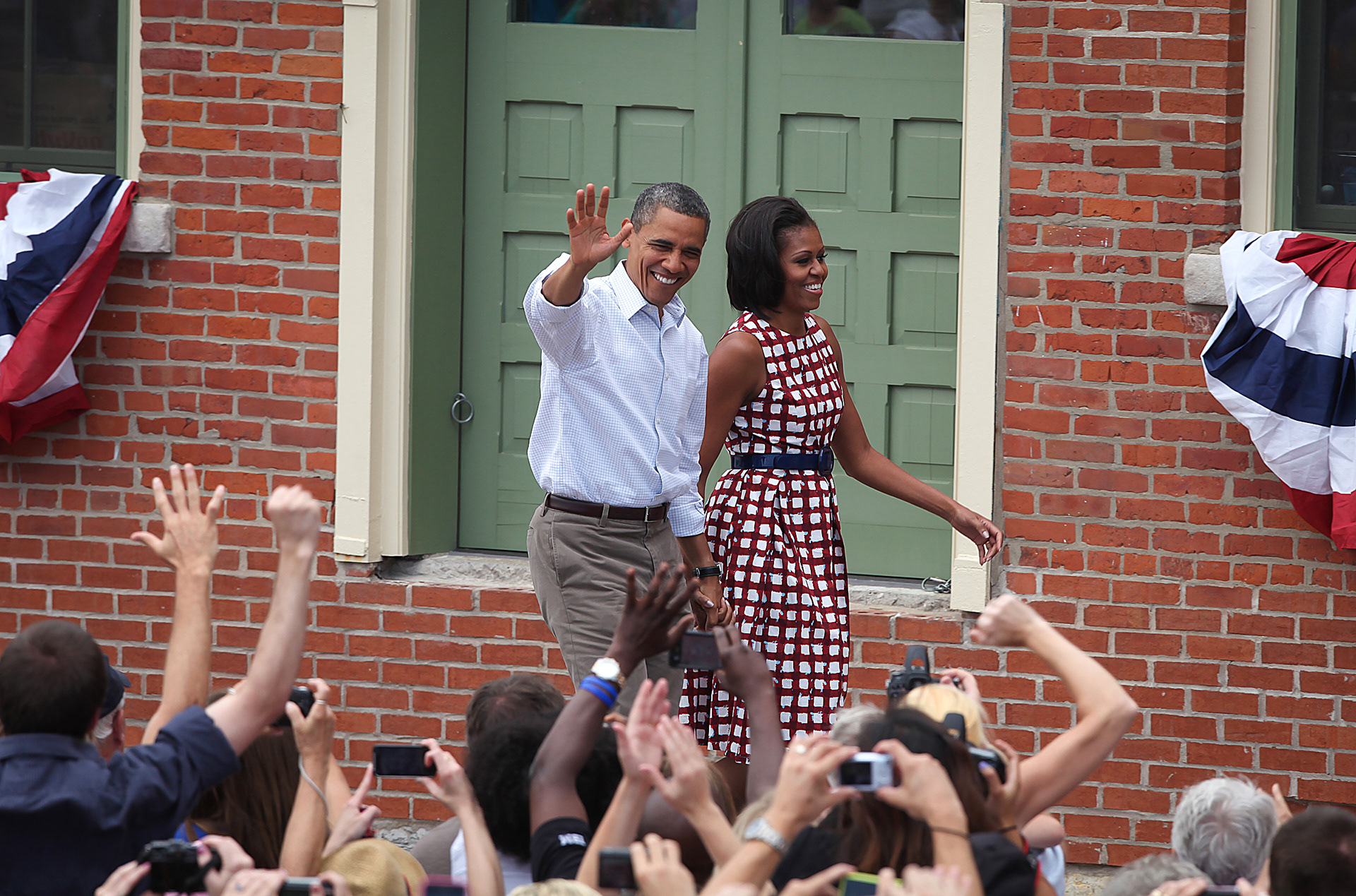 President Barack Obama and First Lady Michelle Obama made a stop on Wednesday, Aug. 15, 2012, in Dubuque, Iowa.