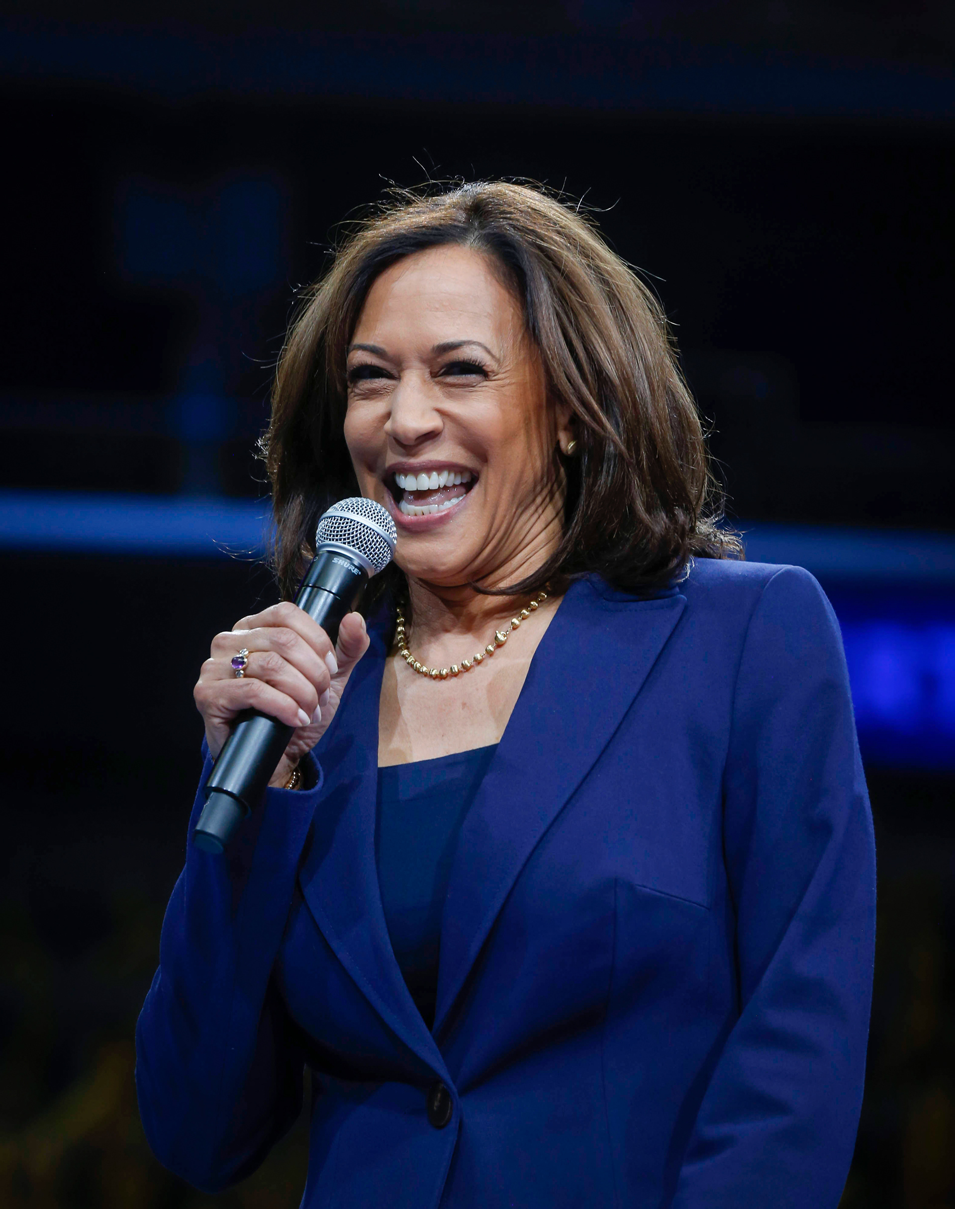 Democratic presidential candidate hopeful Kamala Harris speaks during the Liberty and Justice Celebration on Friday, Nov. 1, 2019, in Des Moines.
