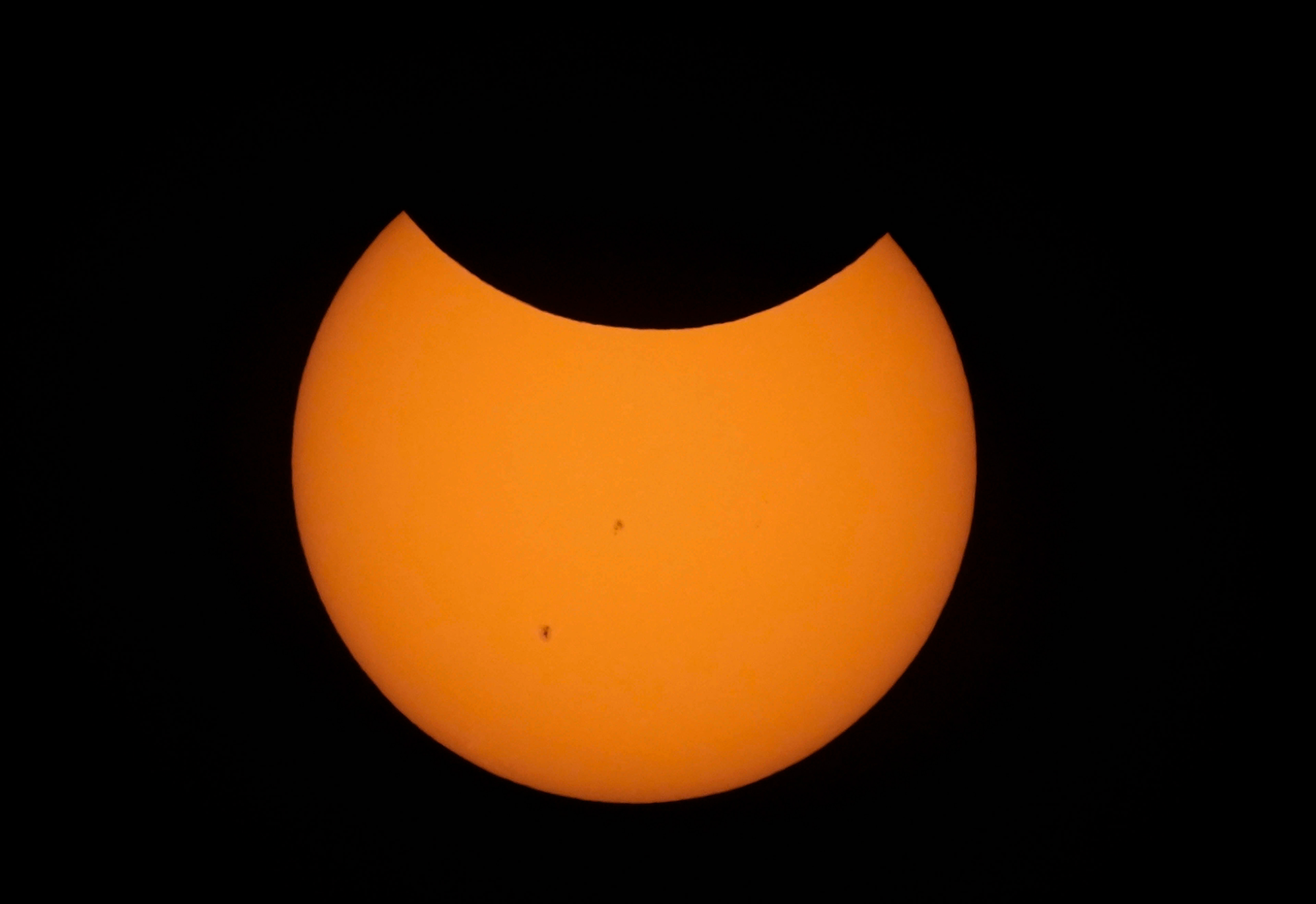 The moon eclipses the sun over Escalante, Utah, during the annular eclipse on Saturday, OCt. 14, 2023. 