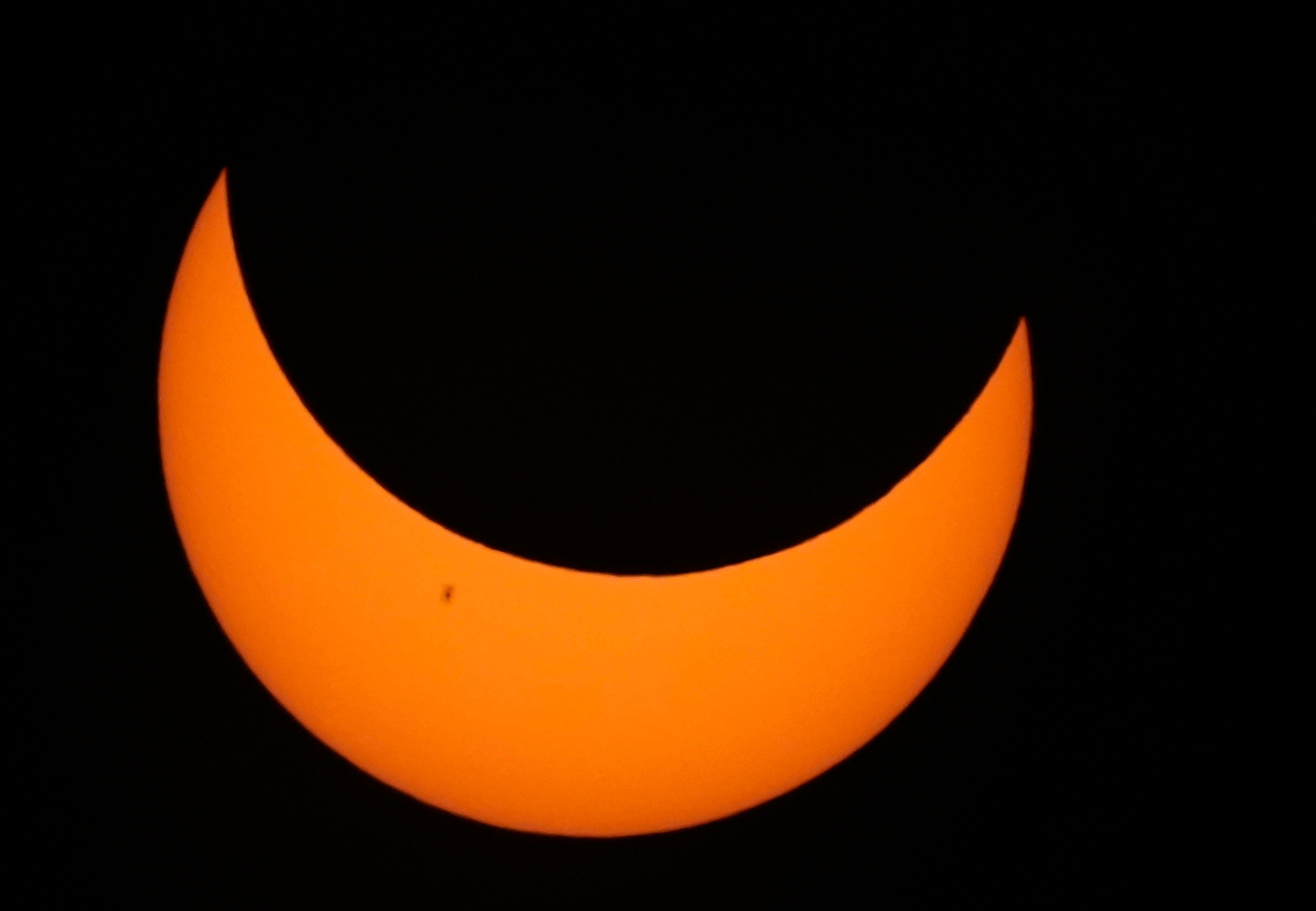 The moon eclipses the sun over Escalante, Utah, during the annular eclipse on Saturday, OCt. 14, 2023. 