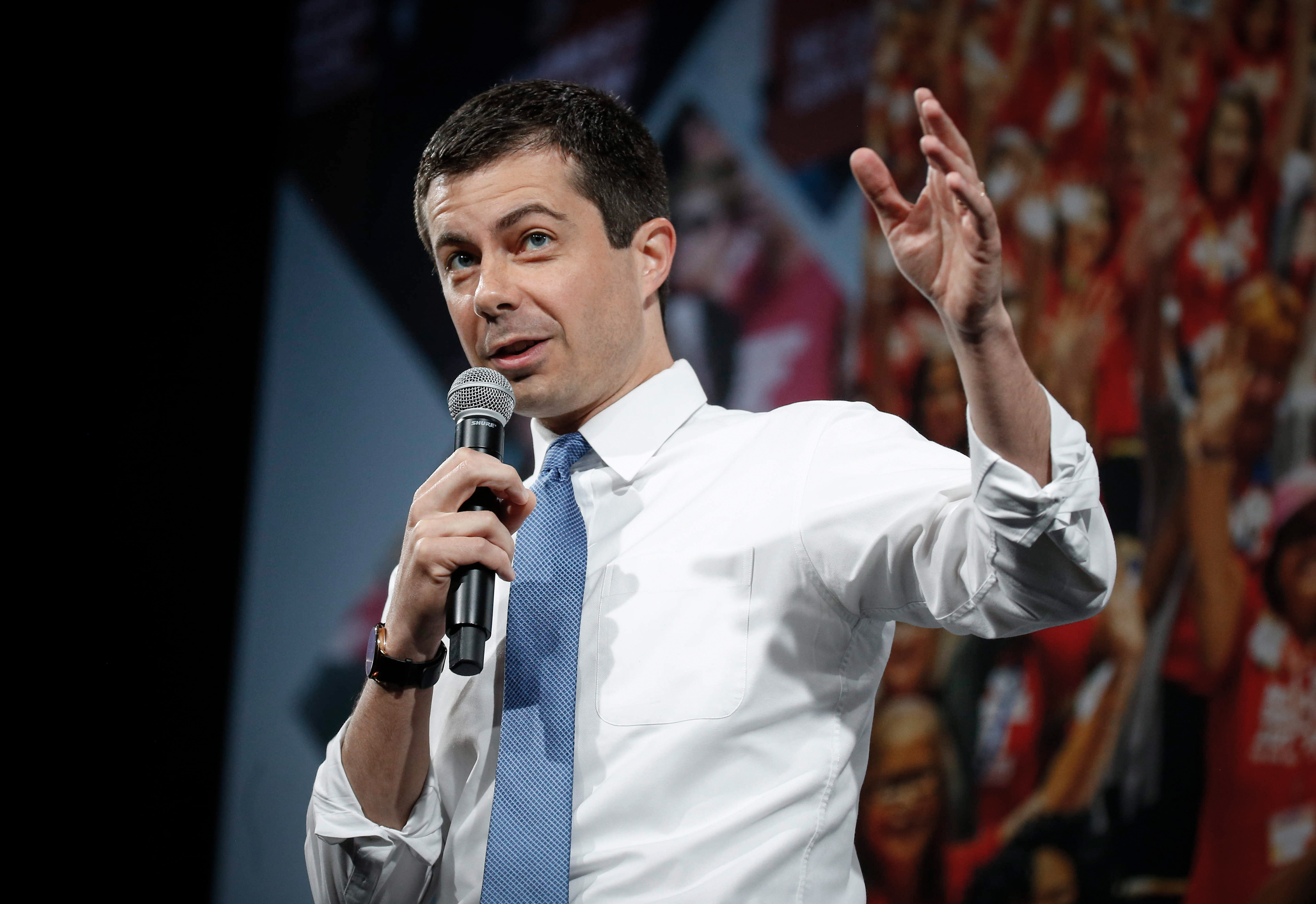Democratic presidential candidate hopeful Pete Buttigieg speaks during the Presidential Gun Sense Forum on Saturday, Aug. 10, 2019, at the Iowa Events Center in Des Moines. 