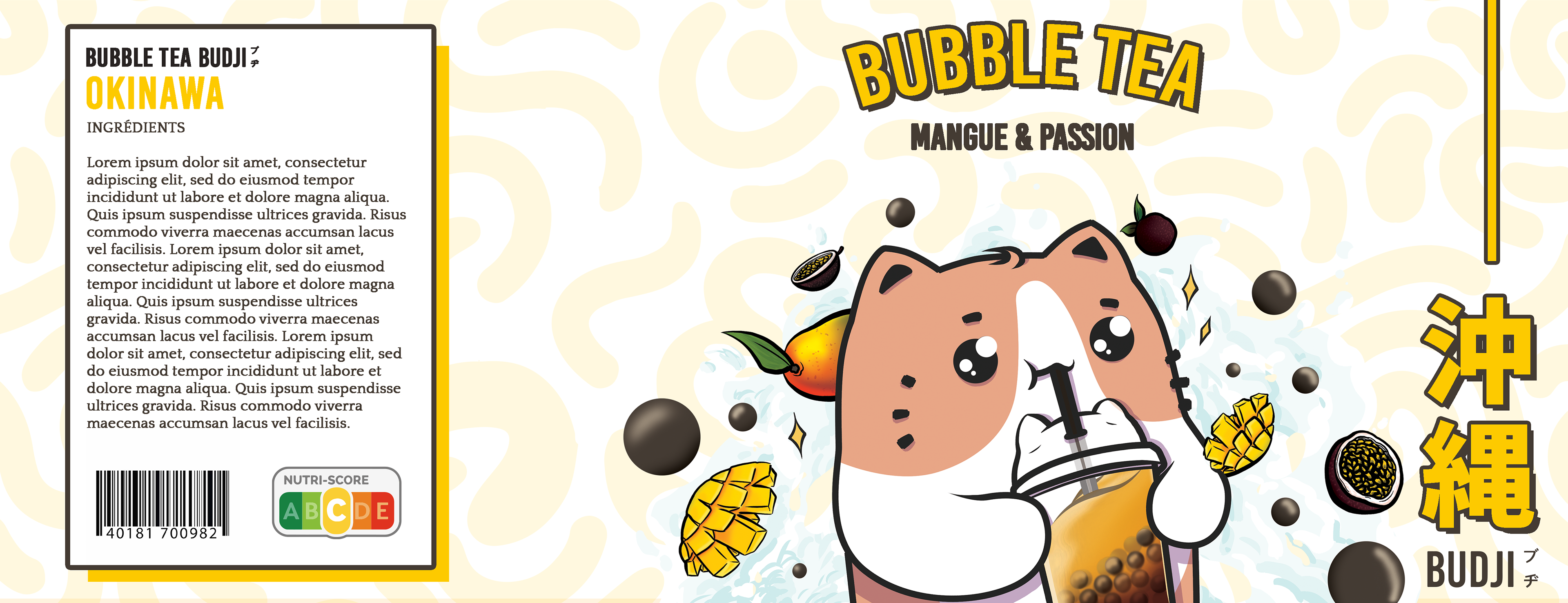 Test d'étiquette pour une Boisson Bubble Tea avec BUDJI