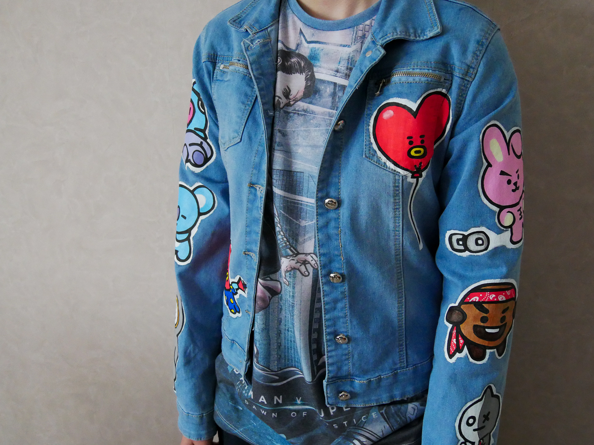 bt21 characters denim jacket - front