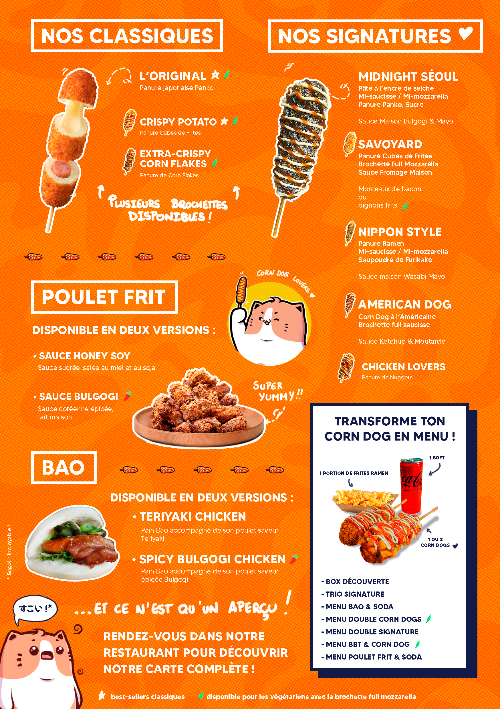 Verso d'un flyer pour annoncer notre nouveau menu