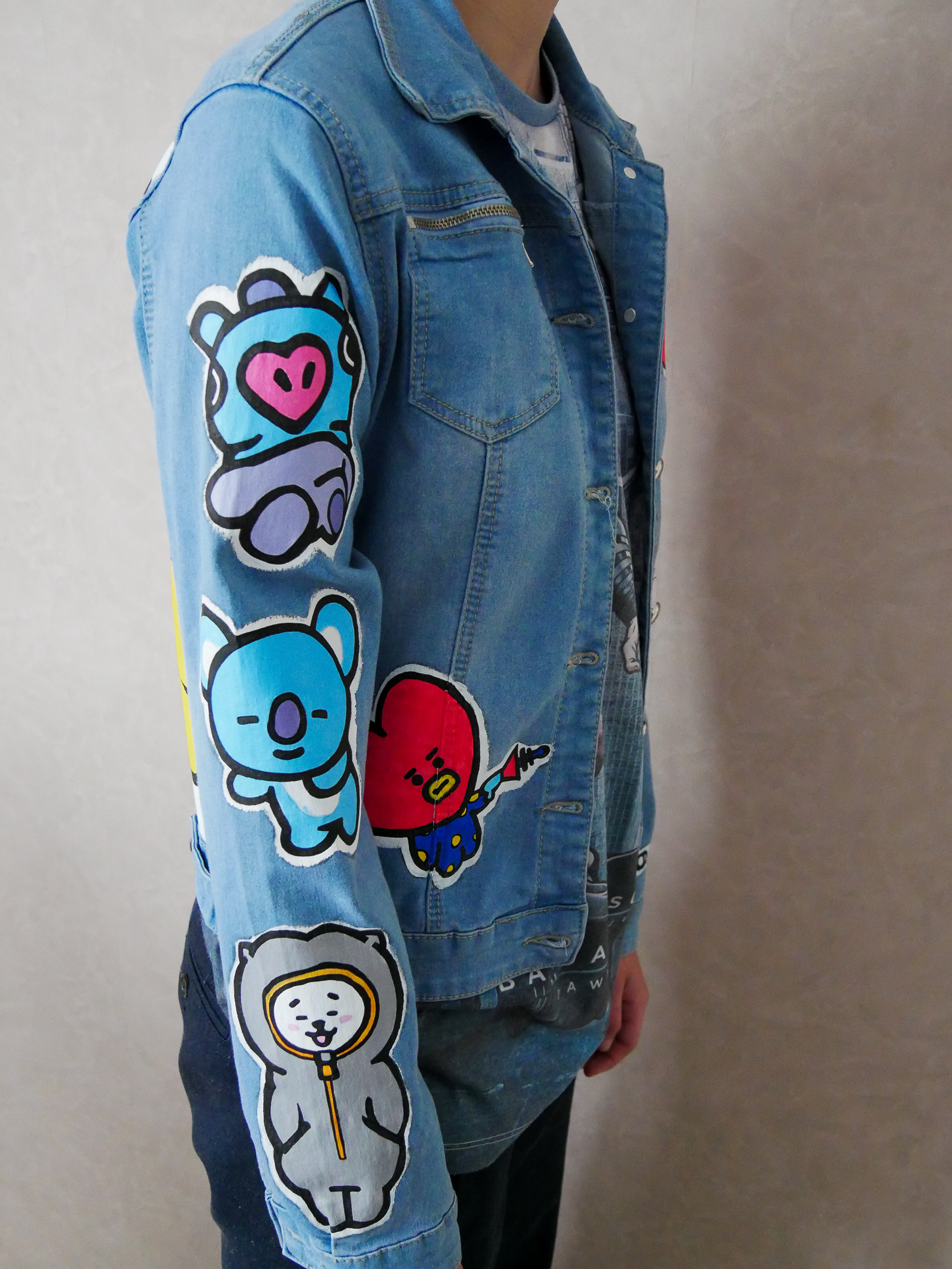 bt21 characters denim jacket - right side