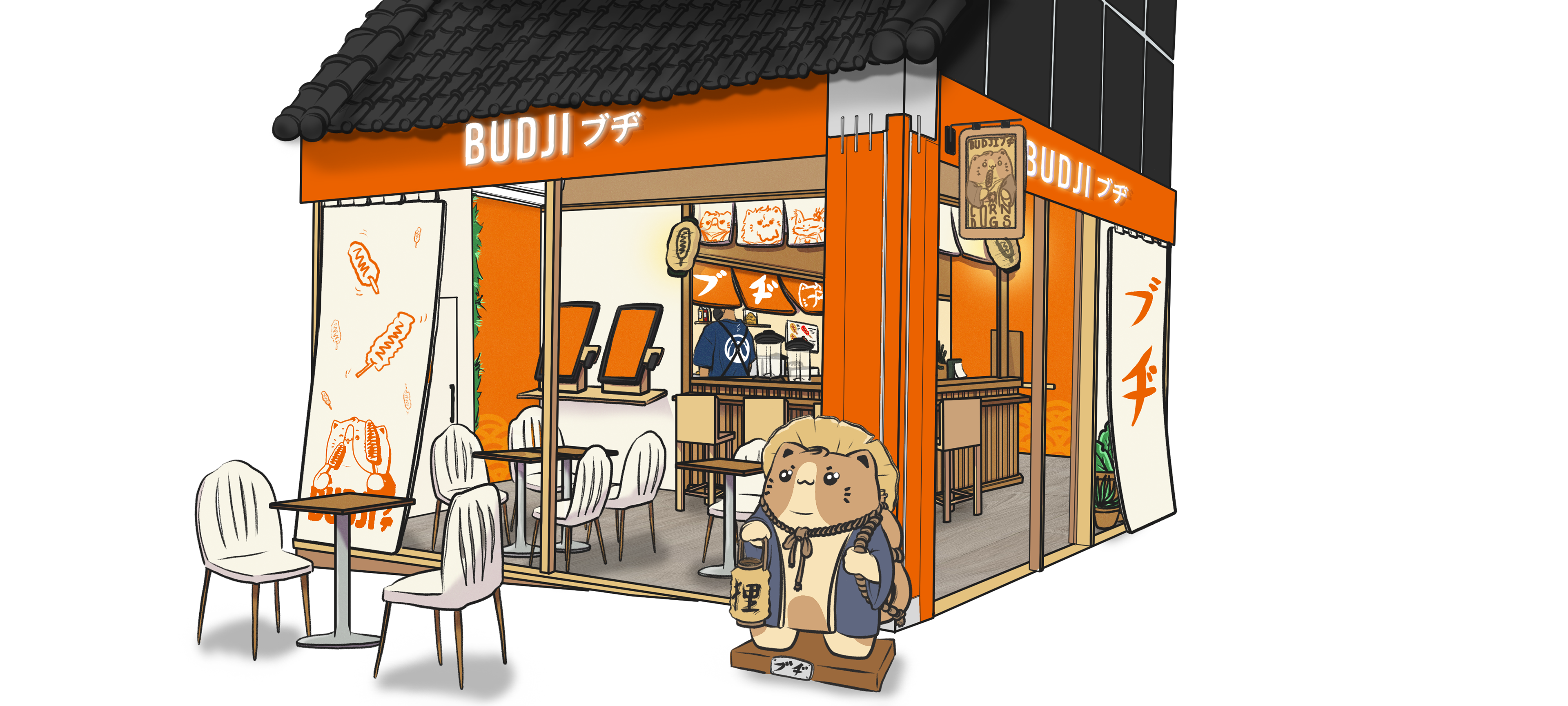 croquis de restaurant BUDJI pour châtelet-les-halles