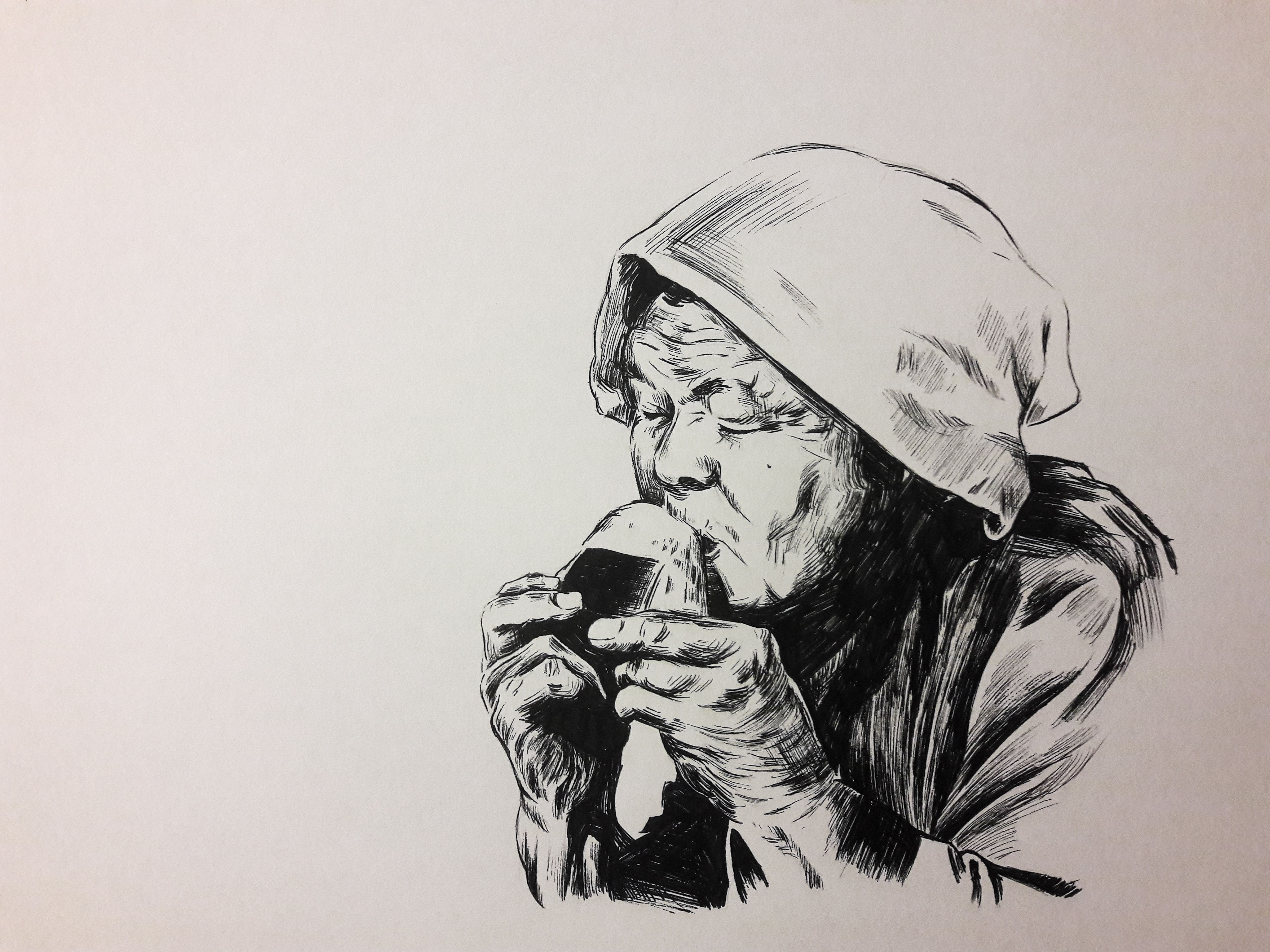Japanese lady eating onigiri