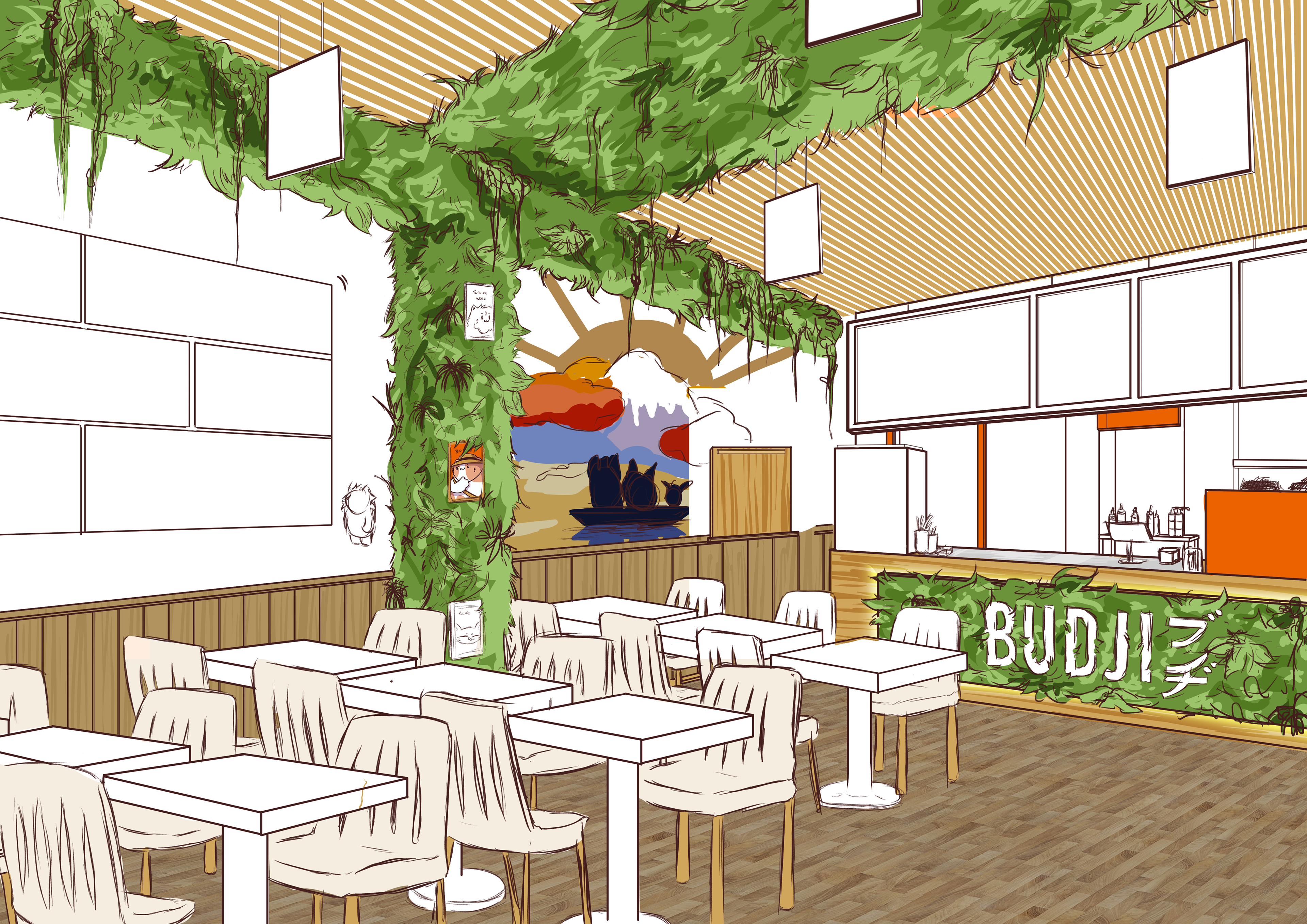 croquis des modifications à effectuer dans le restaurant