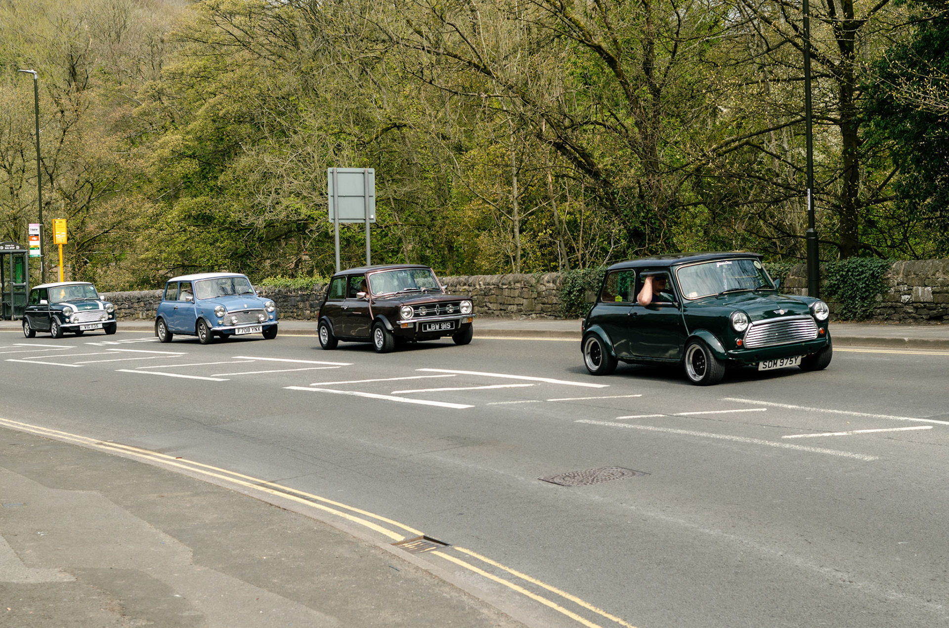 A convoy of vintage cars