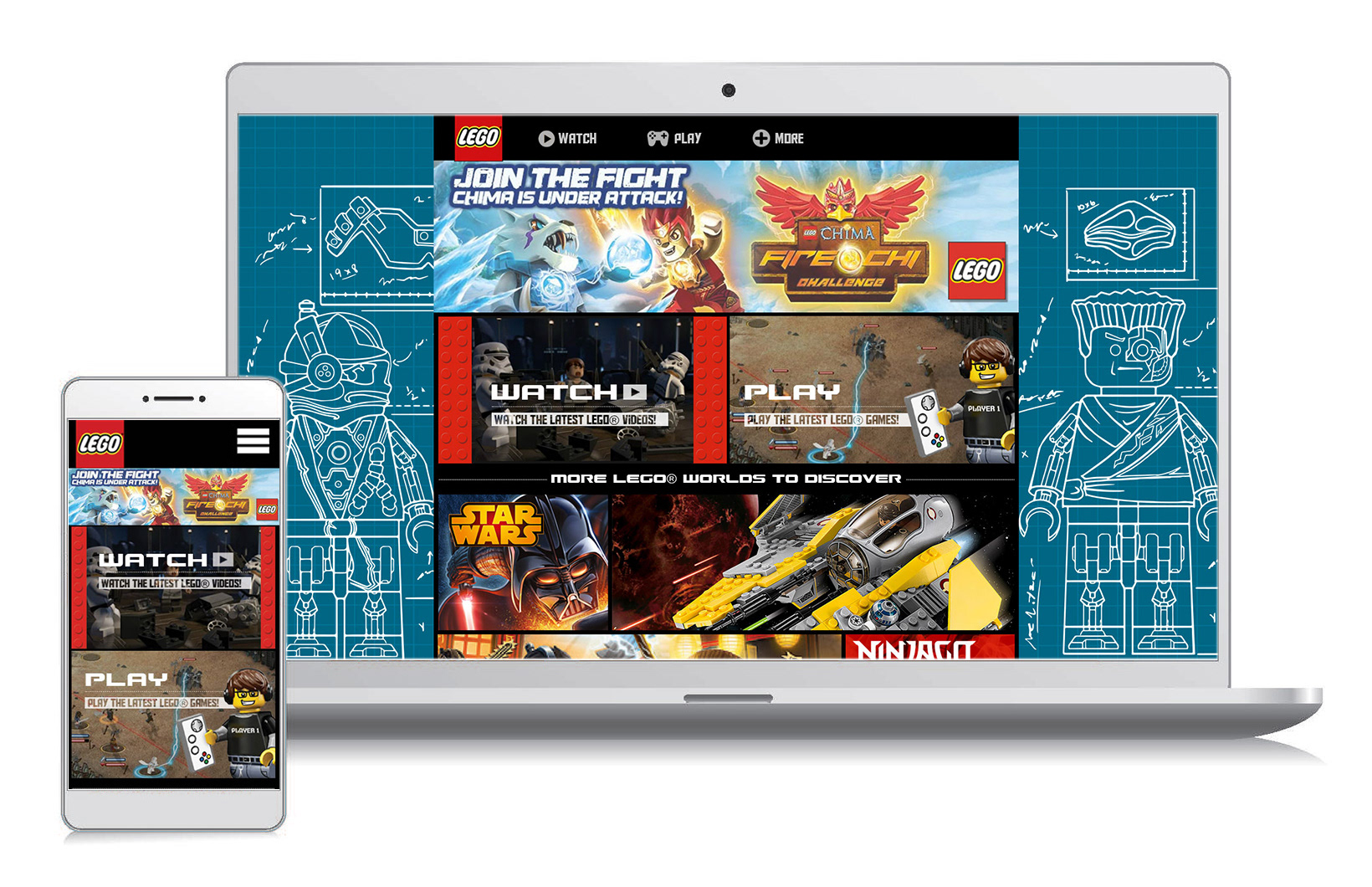 mobile and destop view of legoplay landing page