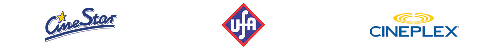 movie theatre logos of CineStar, UFA Palast, and CINEPLEX