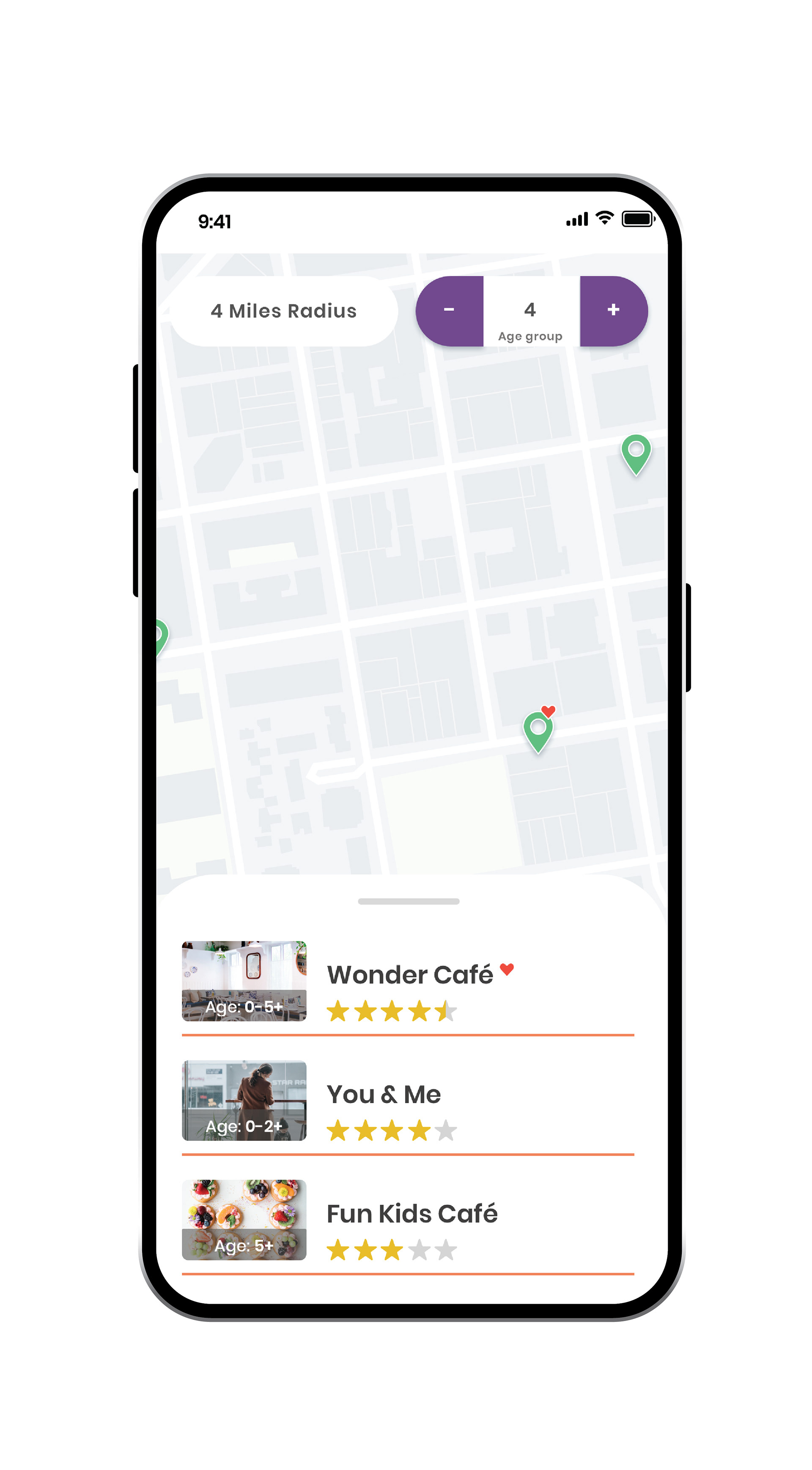 The search result map screen of the KICA app