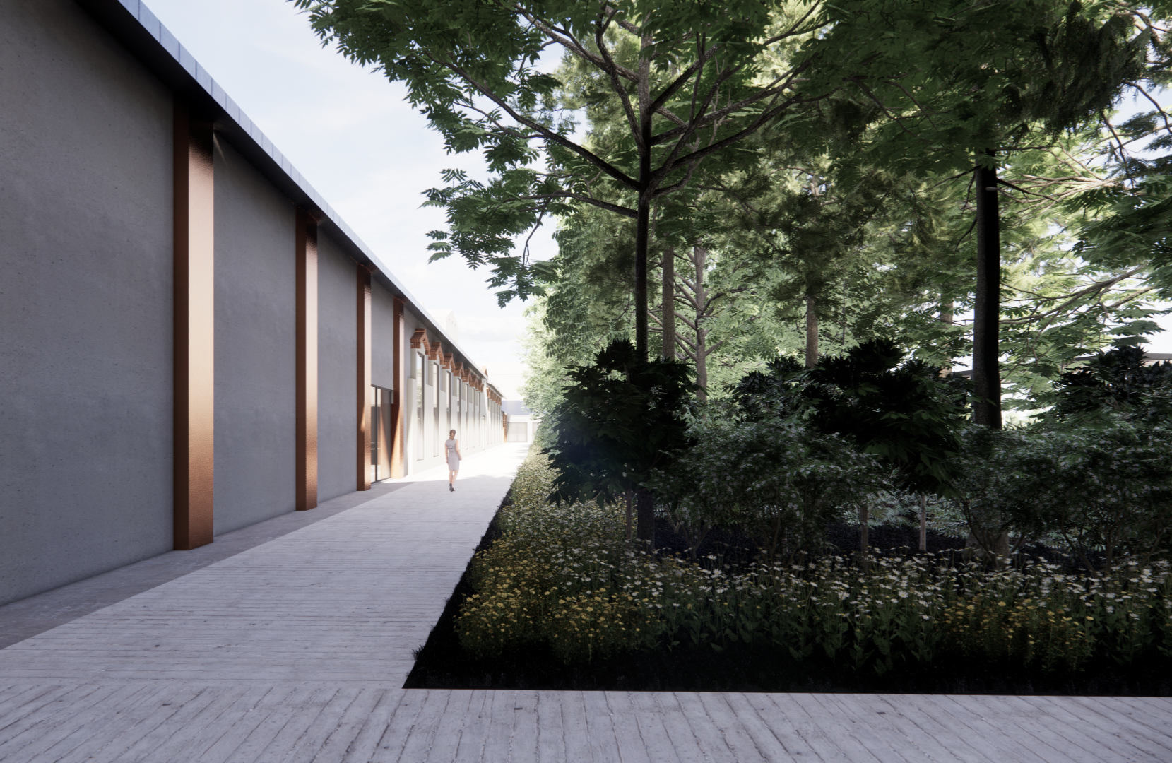 Garden and existing Corderie building.