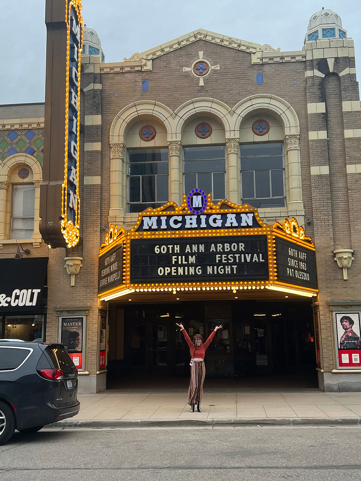 Alexandra McDonald outside the Michigan Theater, the site of the festival