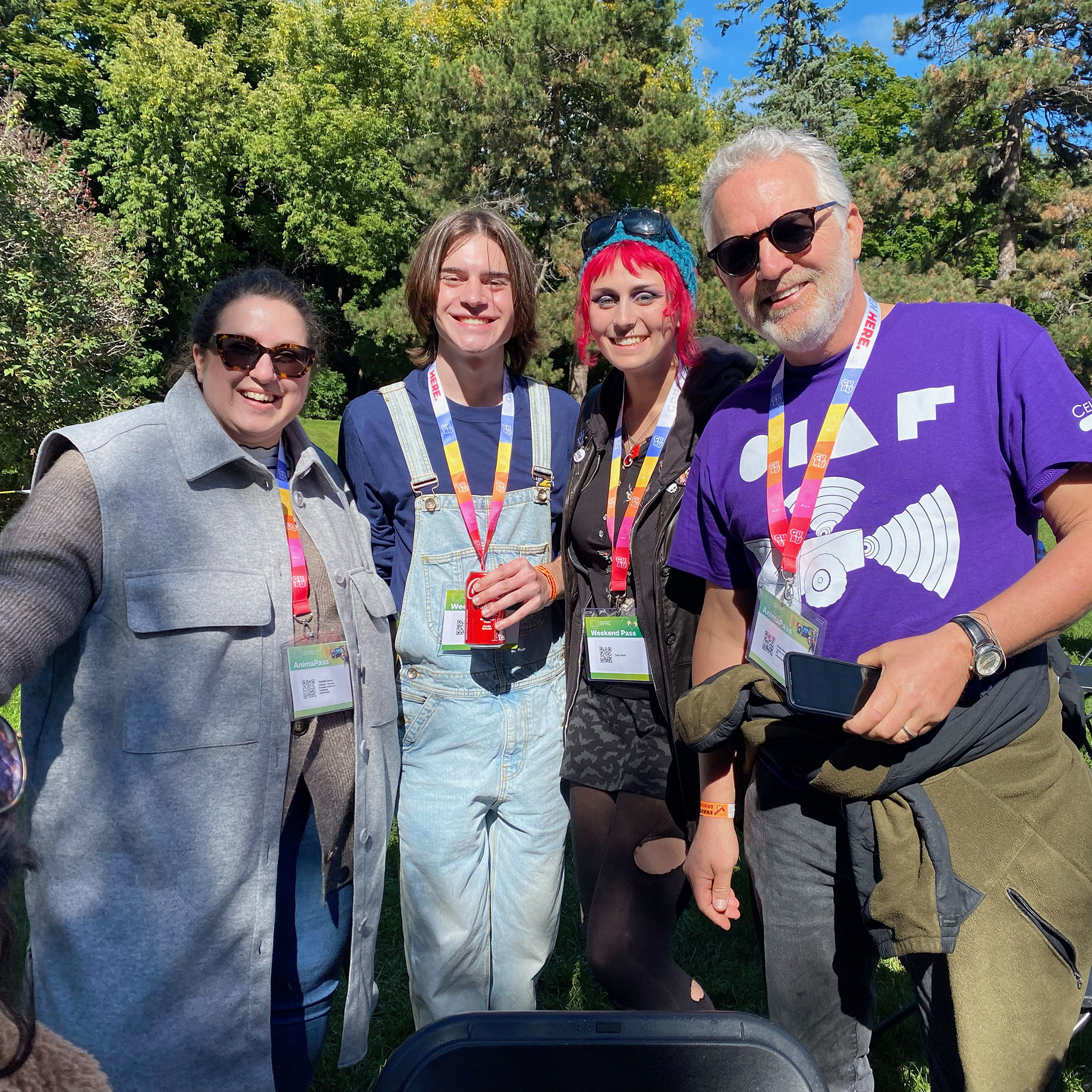with fellow faculty, Pete Murphey, and students Ashton Polak and Saige Kanik at OIAF 2022