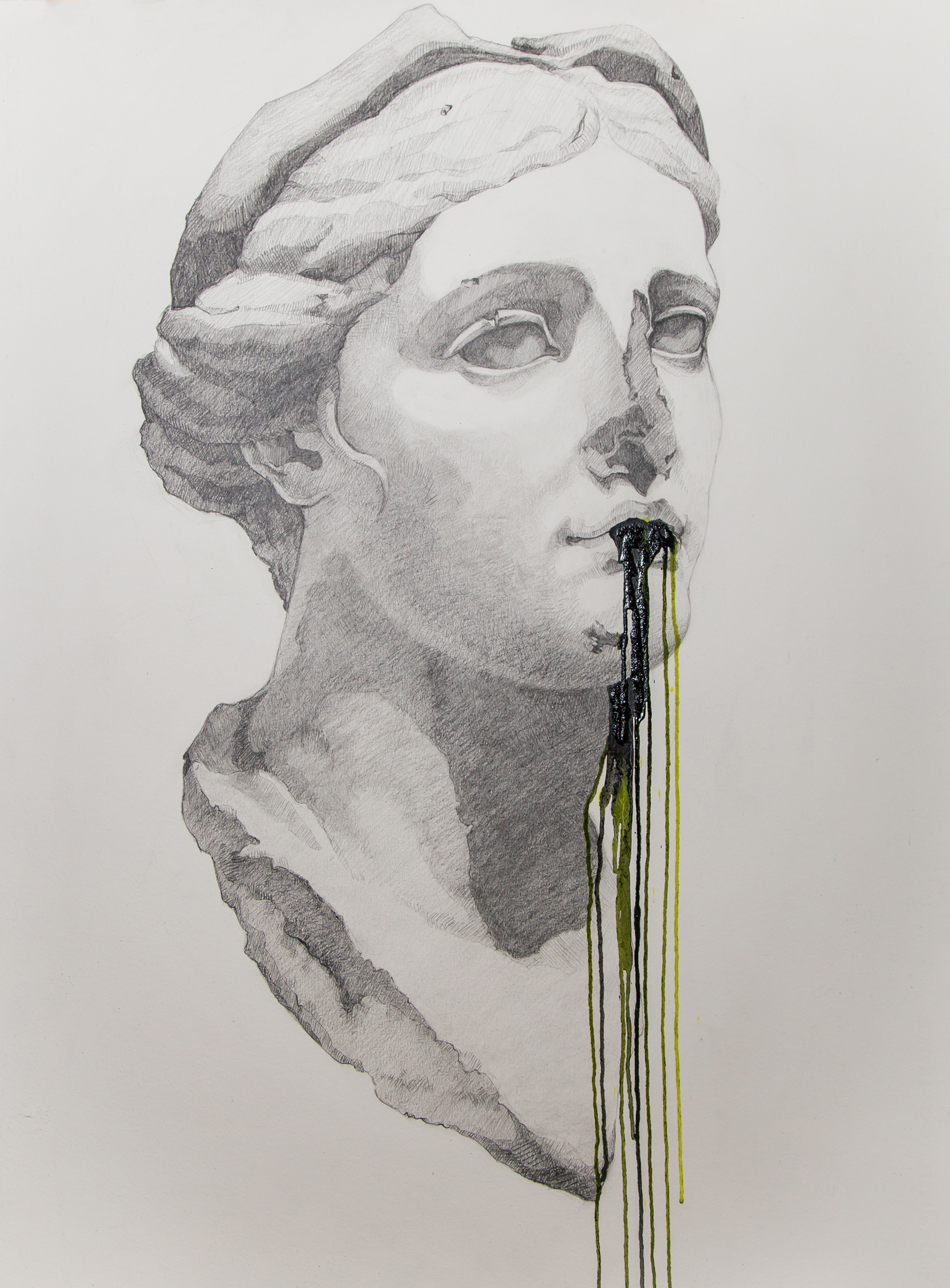 Expulsion I graphite and oil paint on paper, 22X30, 2018