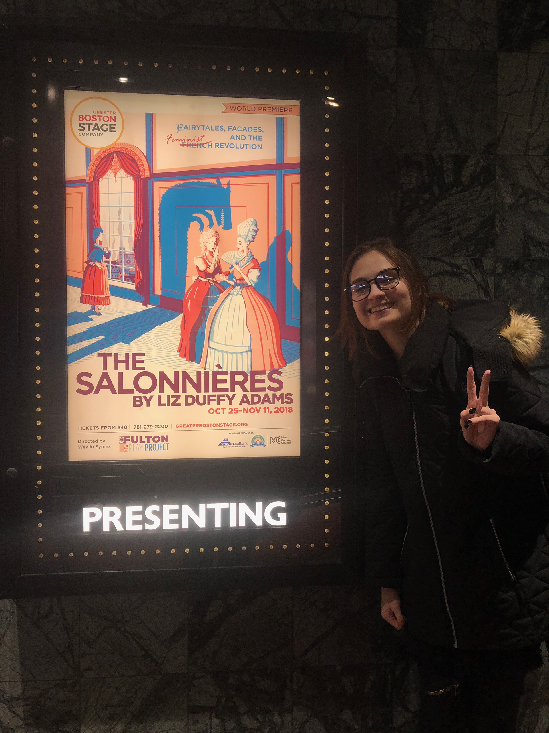 my intern Jenny Demarines in front of the theater