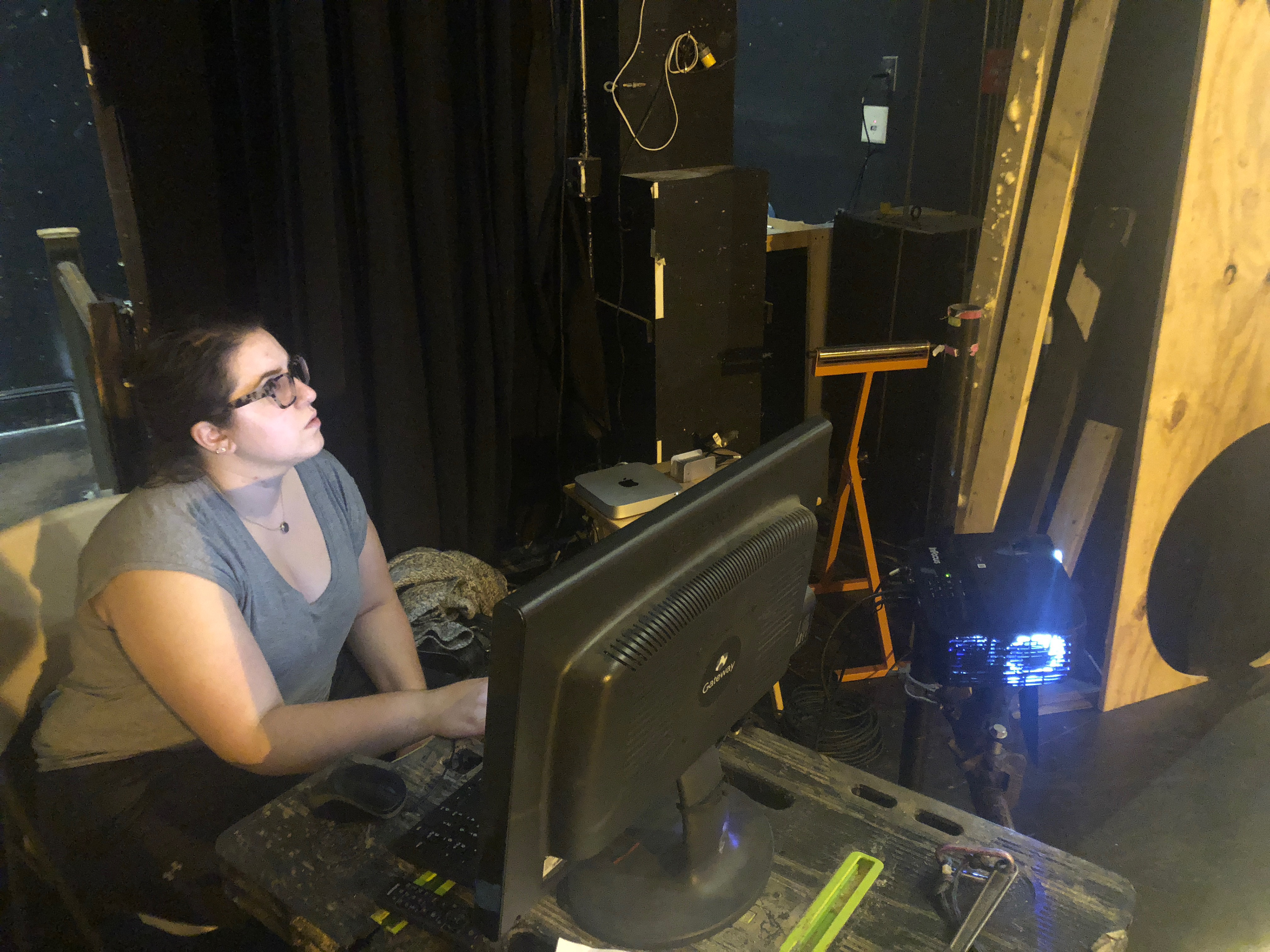 installing the projections backstage