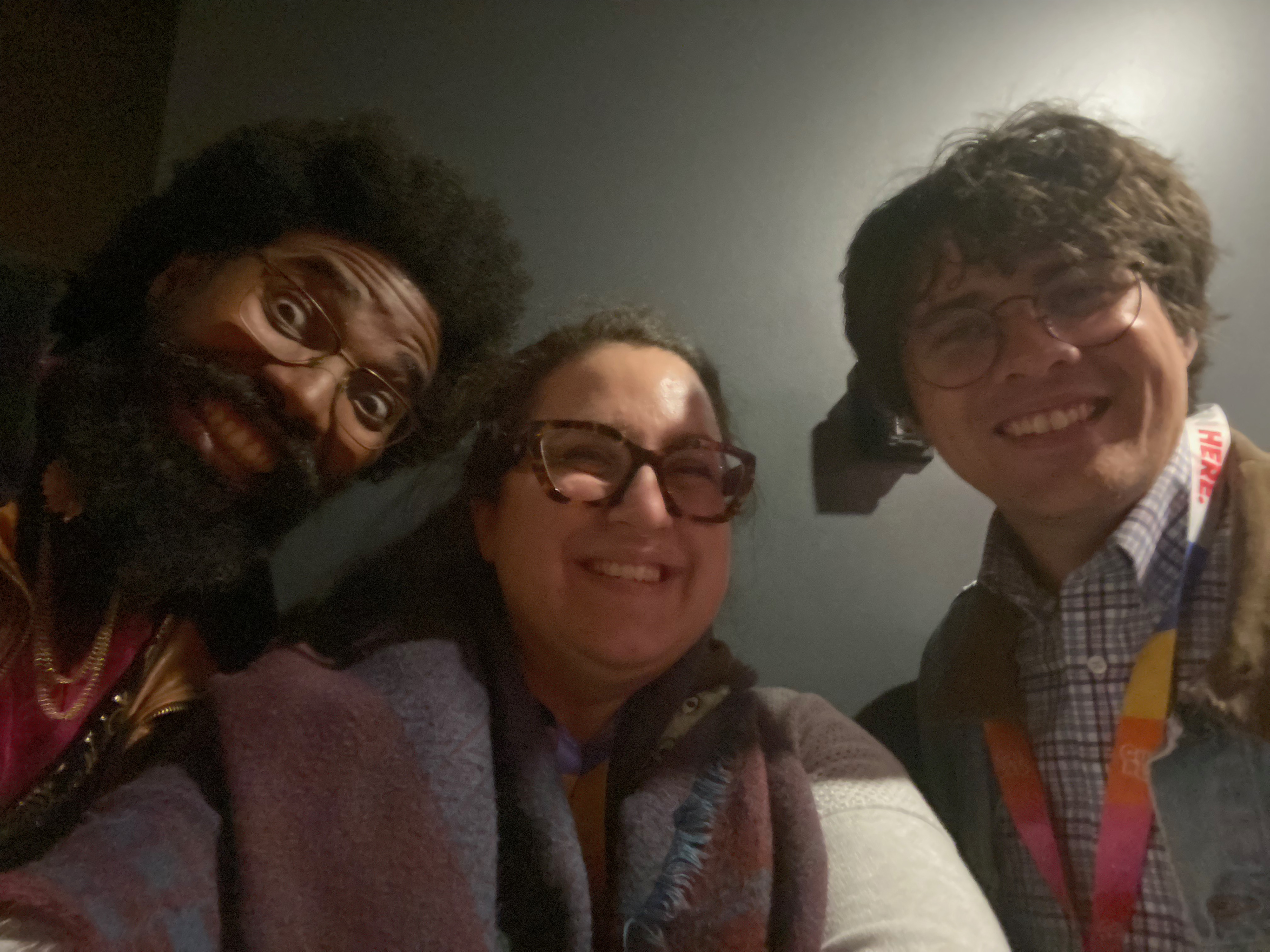 with former students Michael Talbot (left) and Mitch Gonzalez (right) at OIAF 2022