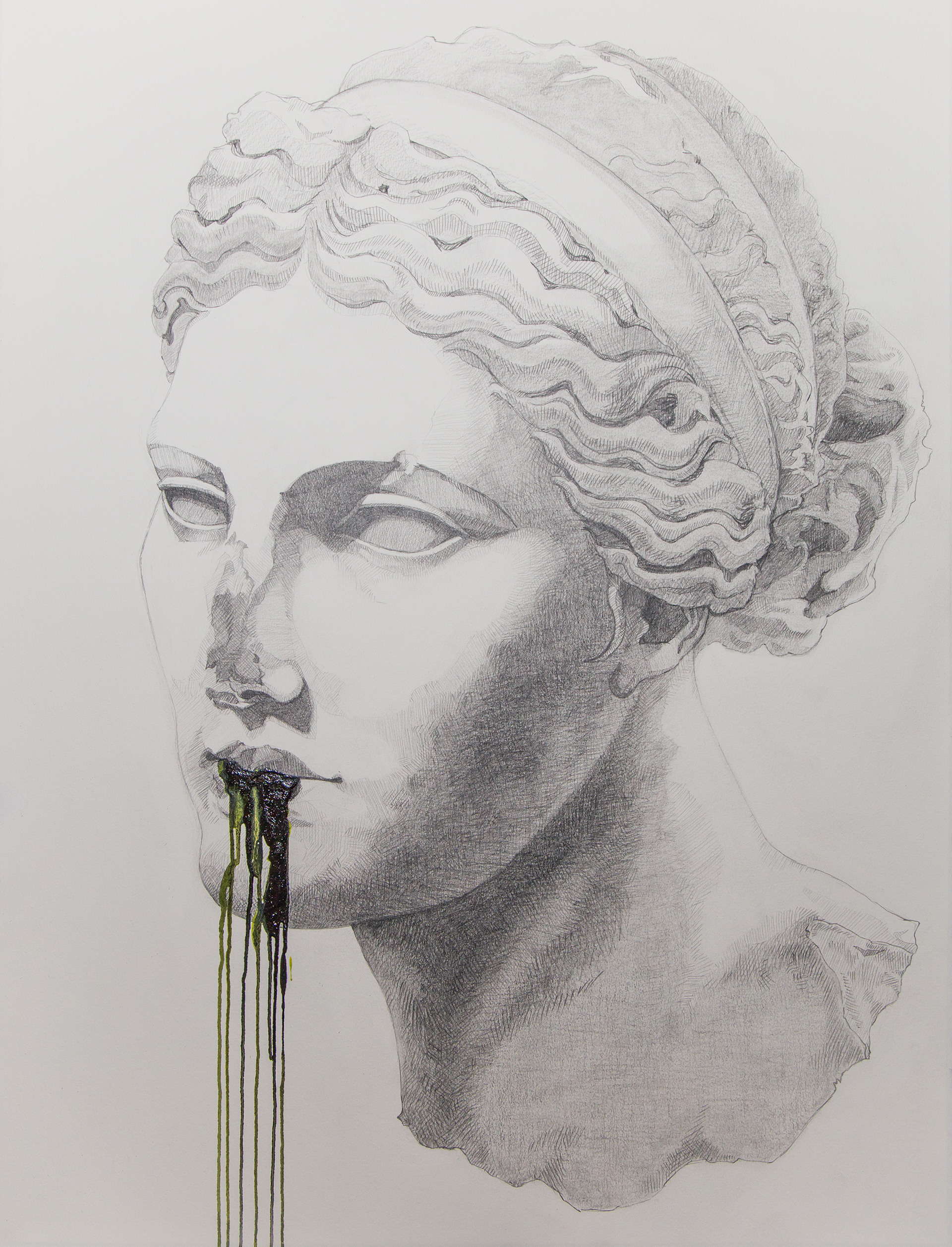 Expulsion II graphite and oil paint on paper, 22X30, 2018