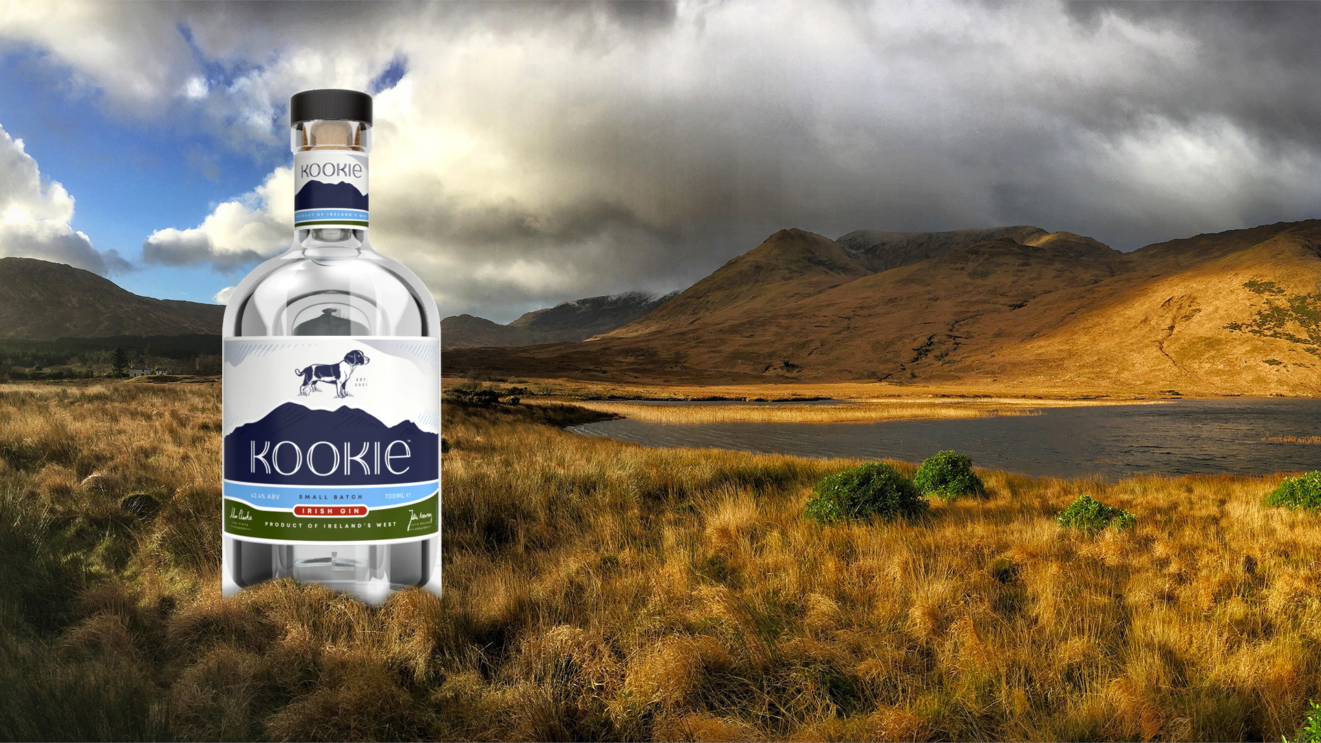 KOOKIE GIN Bottle design mock-up.