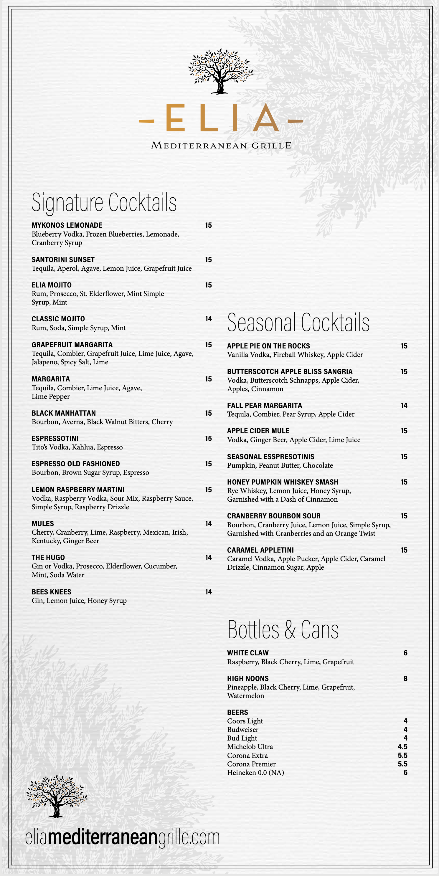 Drinks Menu Design