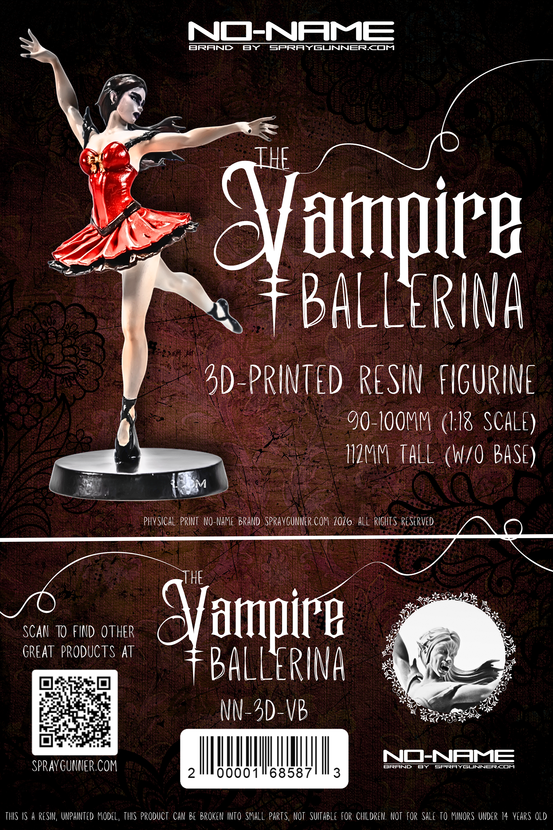 Vampire Ballerina Resin Figure Packaging Label