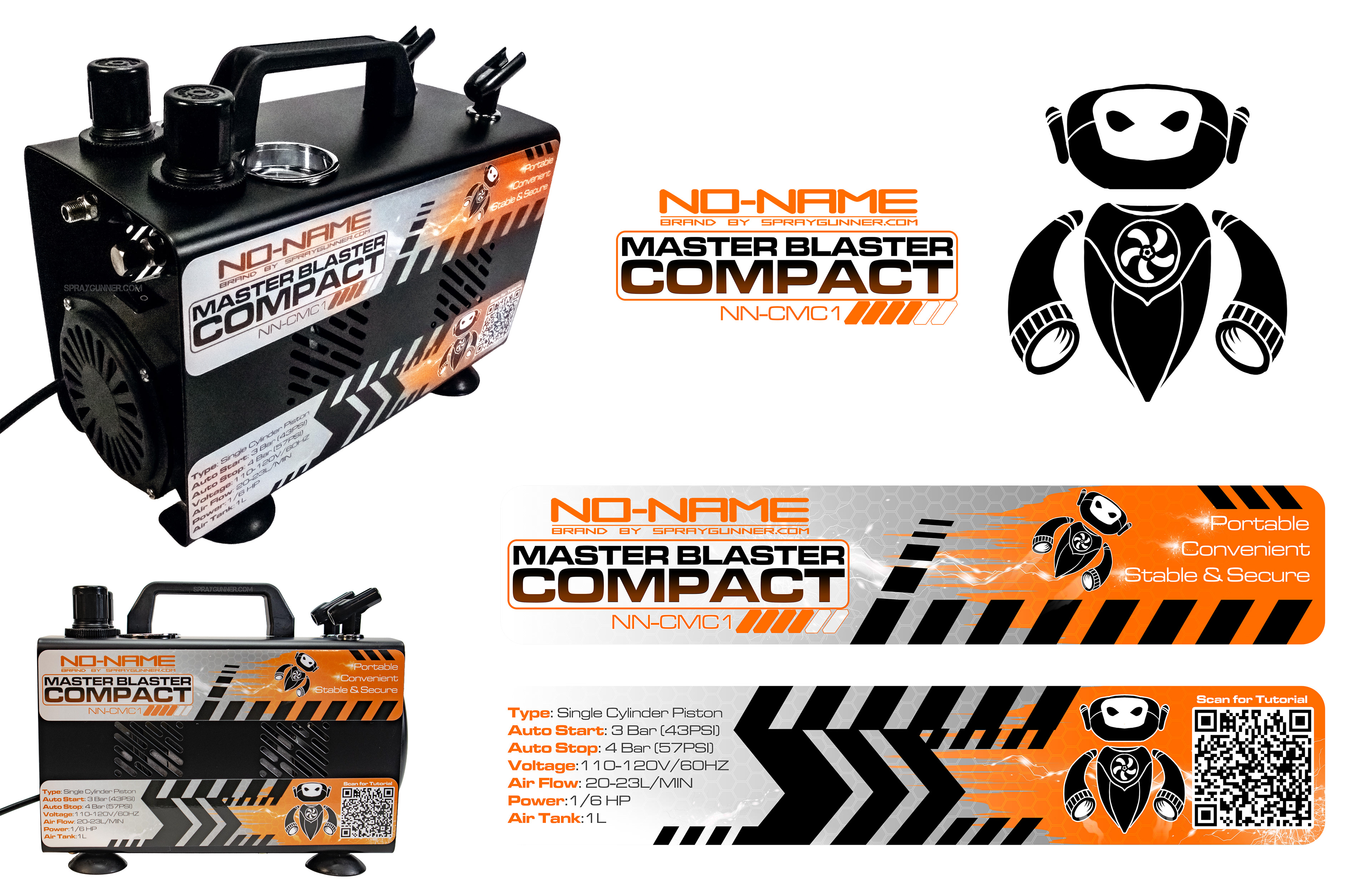 Master Blaster Compressor Product Label Design